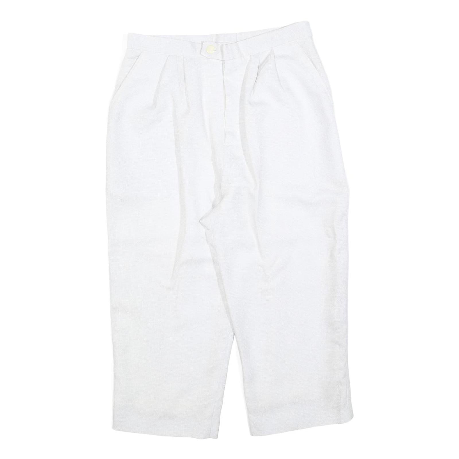 Womens Relaxed White Cropped Trousers W30 L20 Zip Closure Casual Summer Wear Refurbished - N/A refurbished available on Cerqular