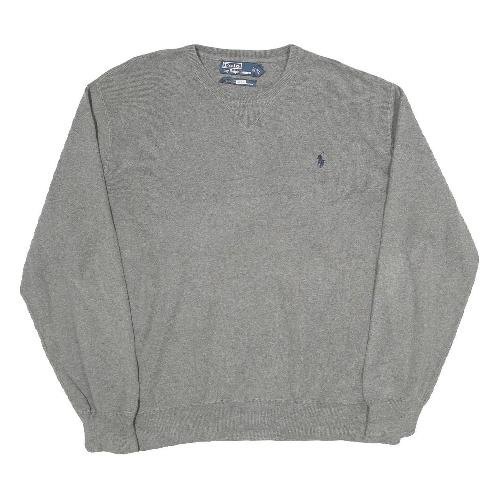 POLO RALPH LAUREN Mens Grey Plain Cotton Crew Neck Basic Knit Jumper 2XL Refurbished - N/A refurbished available on Cerqular