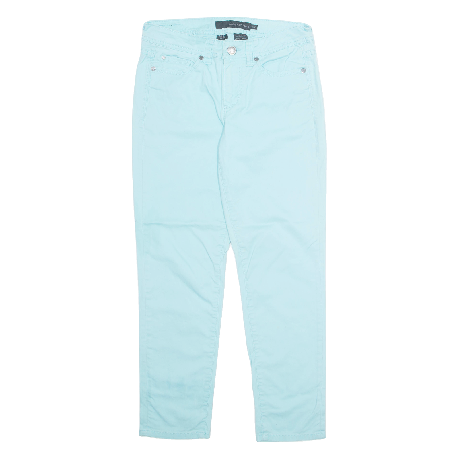 CALVIN KLEIN JEANS Crop Womens Trousers Blue Regular Tapered W26 L26 Refurbished - N/A refurbished available on Cerqular