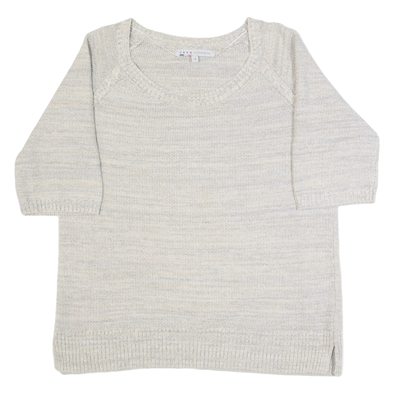 CREW CLOTHING Womens Jumper Grey Tight Knit Short Sleeve UK 14 Refurbished - N/A refurbished available on Cerqular