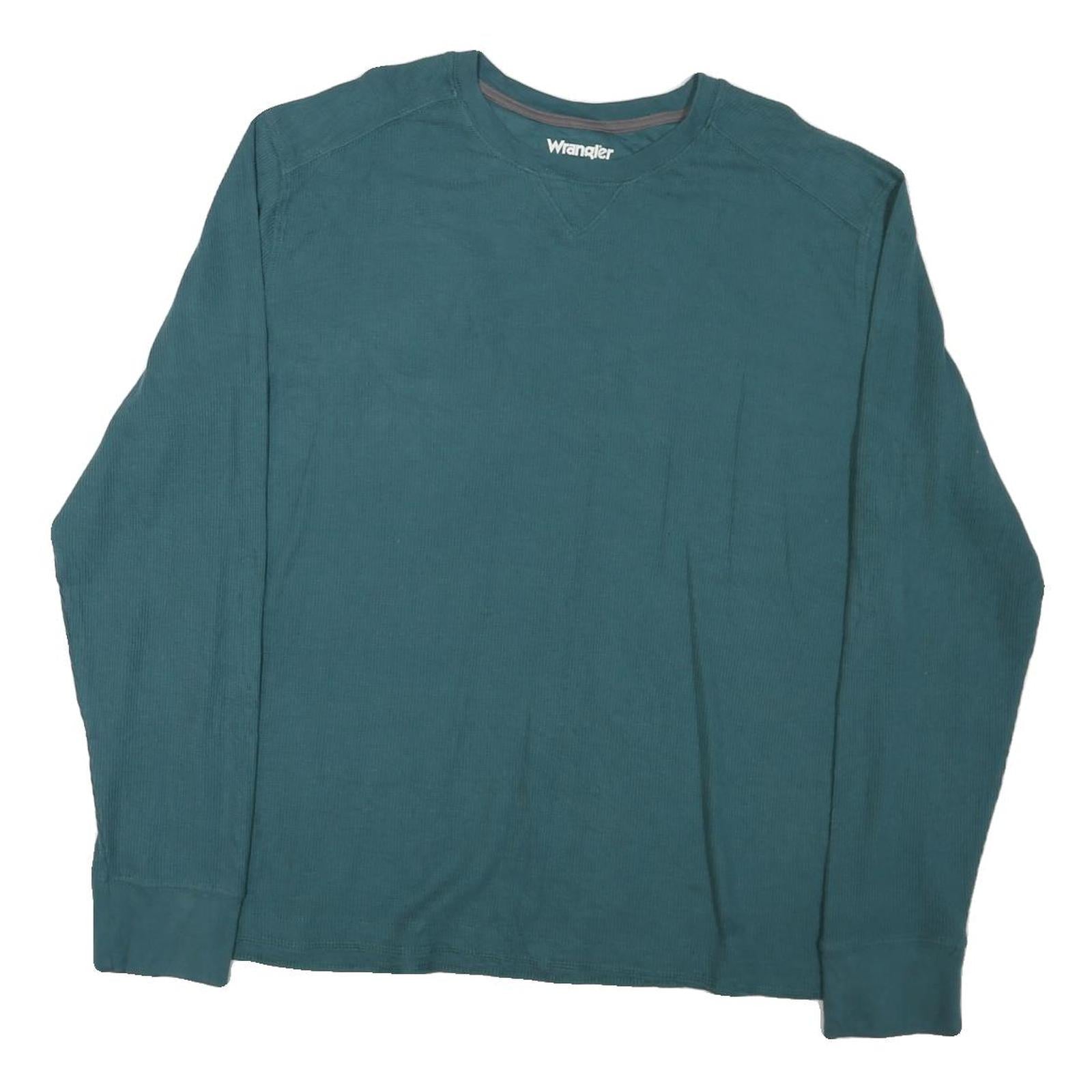 WRANGLER Mens Blue Long Sleeve Crew Neck T-Shirt XL Cotton Blend Classic Comfort Refurbished - N/A refurbished available on Cerqular