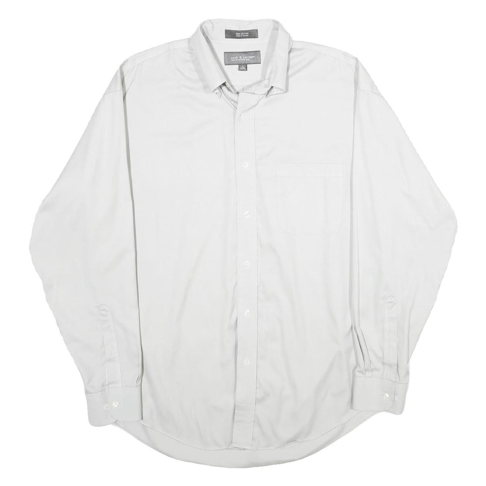 CROFT & BARROW Mens White Cotton Shirt L Classic Button-Down Long Sleeve Refurbished - N/A refurbished available on Cerqular