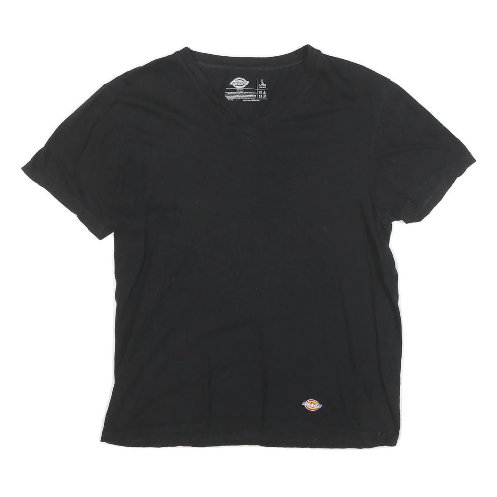 DICKIES Mens Black V-Neck T-Shirt L Cotton Blend Casual Essential Refurbished - N/A refurbished available on Cerqular