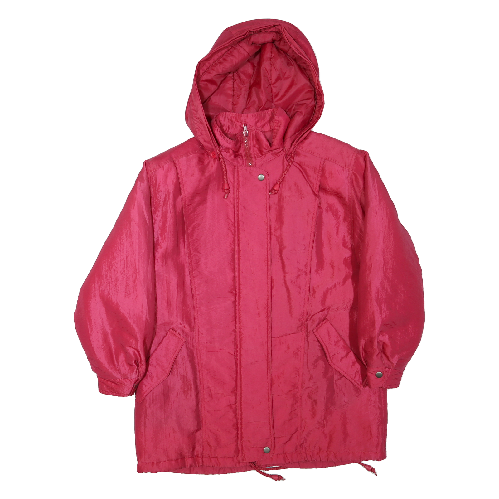 Womens Red Hooded Zip Jacket M Polyester Blend Plain Lightweight Casual Refurbished - N/A refurbished available on Cerqular