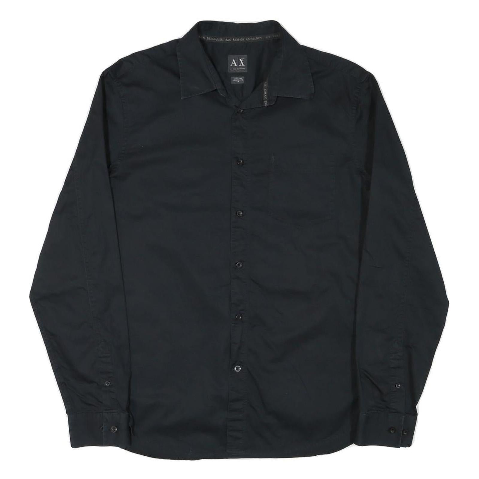ARMANI EXCHANGE Mens Black Shirt L Cotton Blend Long Sleeve Button Closure Refurbished - N/A refurbished available on Cerqular