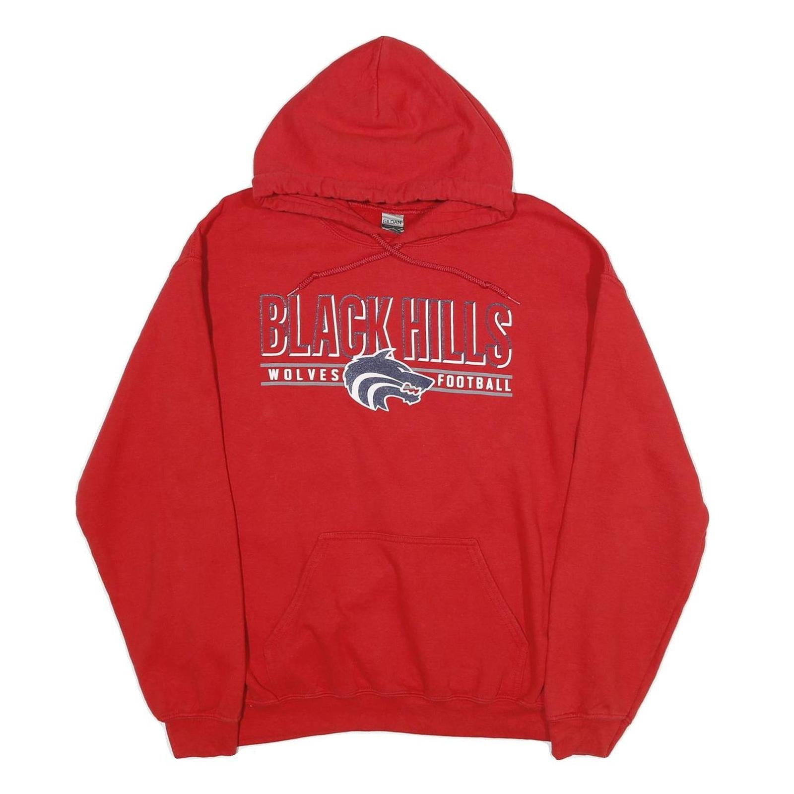 GILDAN Mens Red Black Hills Wolves Football Pullover Hoodie M Sports Graphic Refurbished - N/A refurbished available on Cerqular