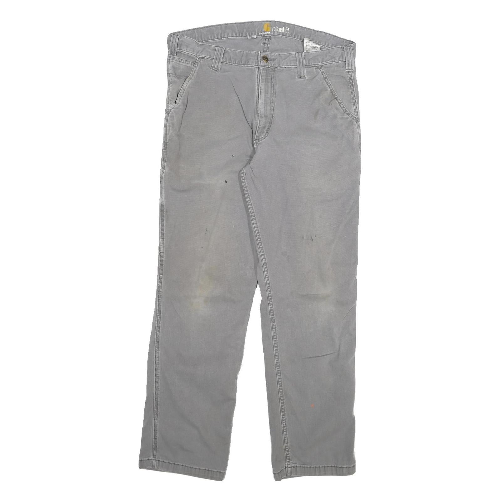 CARHARTT Mens Cotton Blend Grey Relaxed Fit Straight Leg Trousers W36 L32 Refurbished - N/A refurbished available on Cerqular