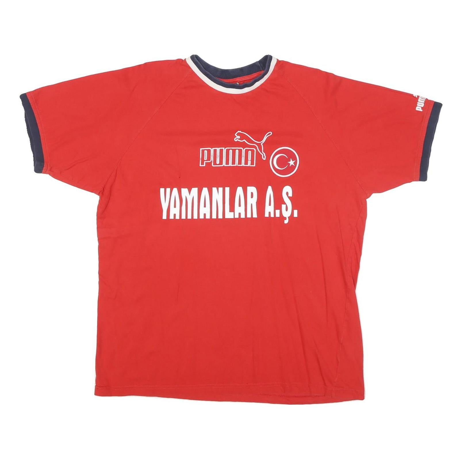 PUMA Mens Red & Navy Graphic T-Shirt XL Short Sleeve Crew Neck Cotton Blend Refurbished - N/A refurbished available on Cerqular