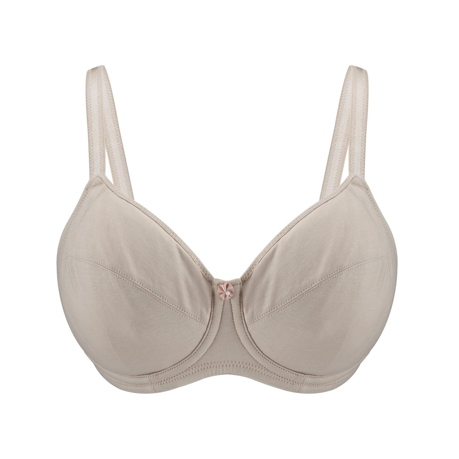 Ivory-Underwired Silk & Organic Cotton Full Cup Bra with removable paddings | Size: 38G | Color: Ivory Refurbished - Julie May Lingerie refurbished available on Cerqular