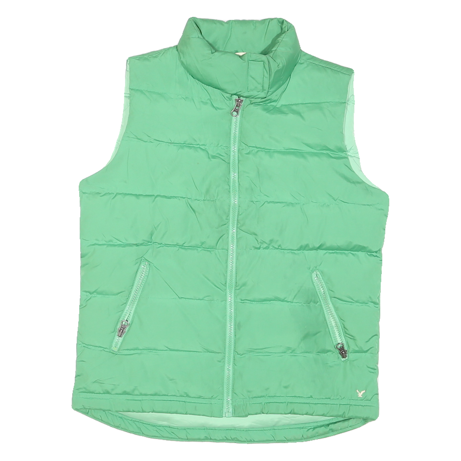 AMERICAN EAGLE Womens Green Sleeveless Zip Jacket S Polyester Blend Puffer Vest Refurbished - N/A refurbished available on Cerqular