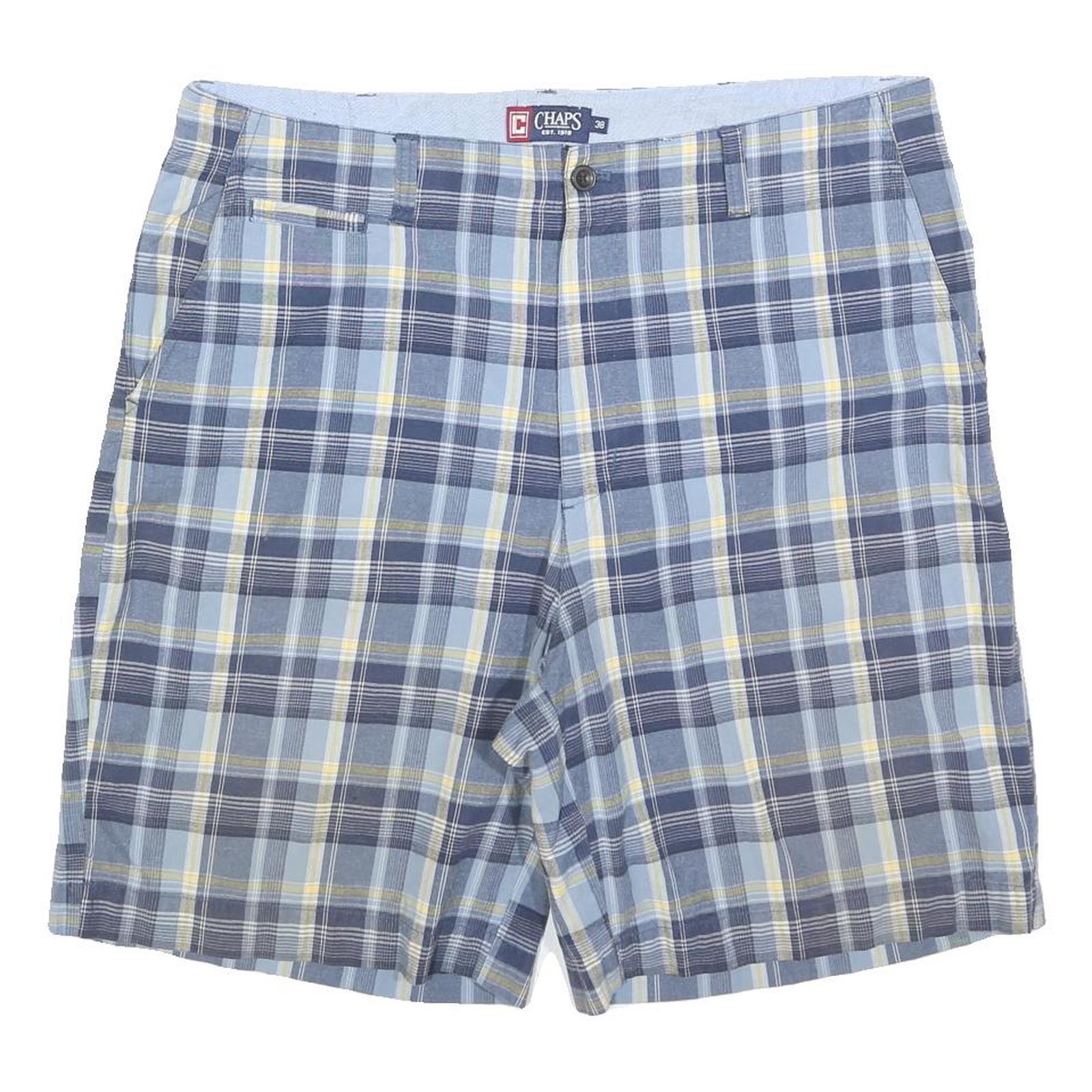 CHAPS Mens Blue & Yellow Plaid Casual Shorts XL W38 Cotton Blend Comfortable Refurbished - N/A refurbished available on Cerqular