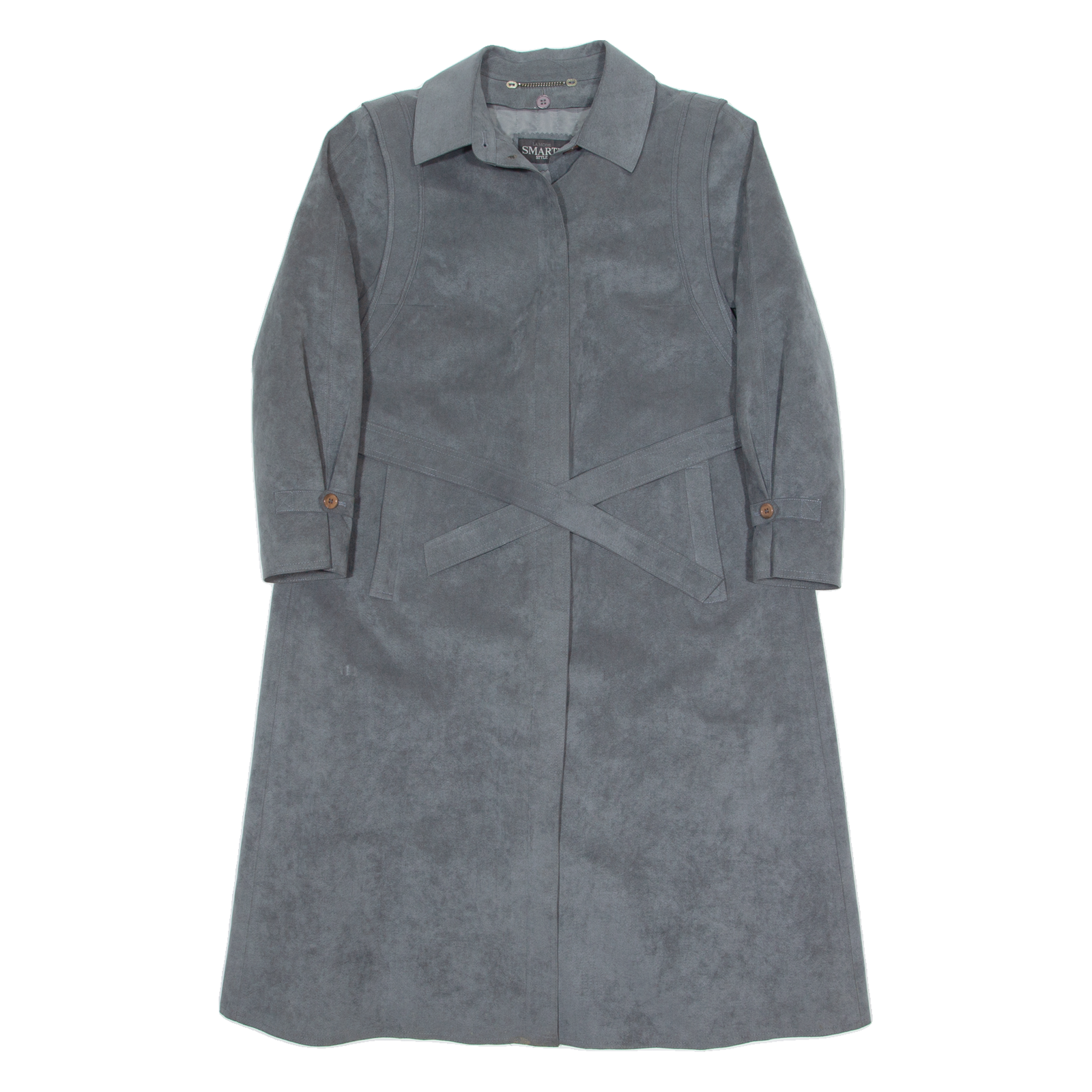SMARTI Belted Suede Feel Womens Trench Coat Grey M Refurbished - N/A refurbished available on Cerqular