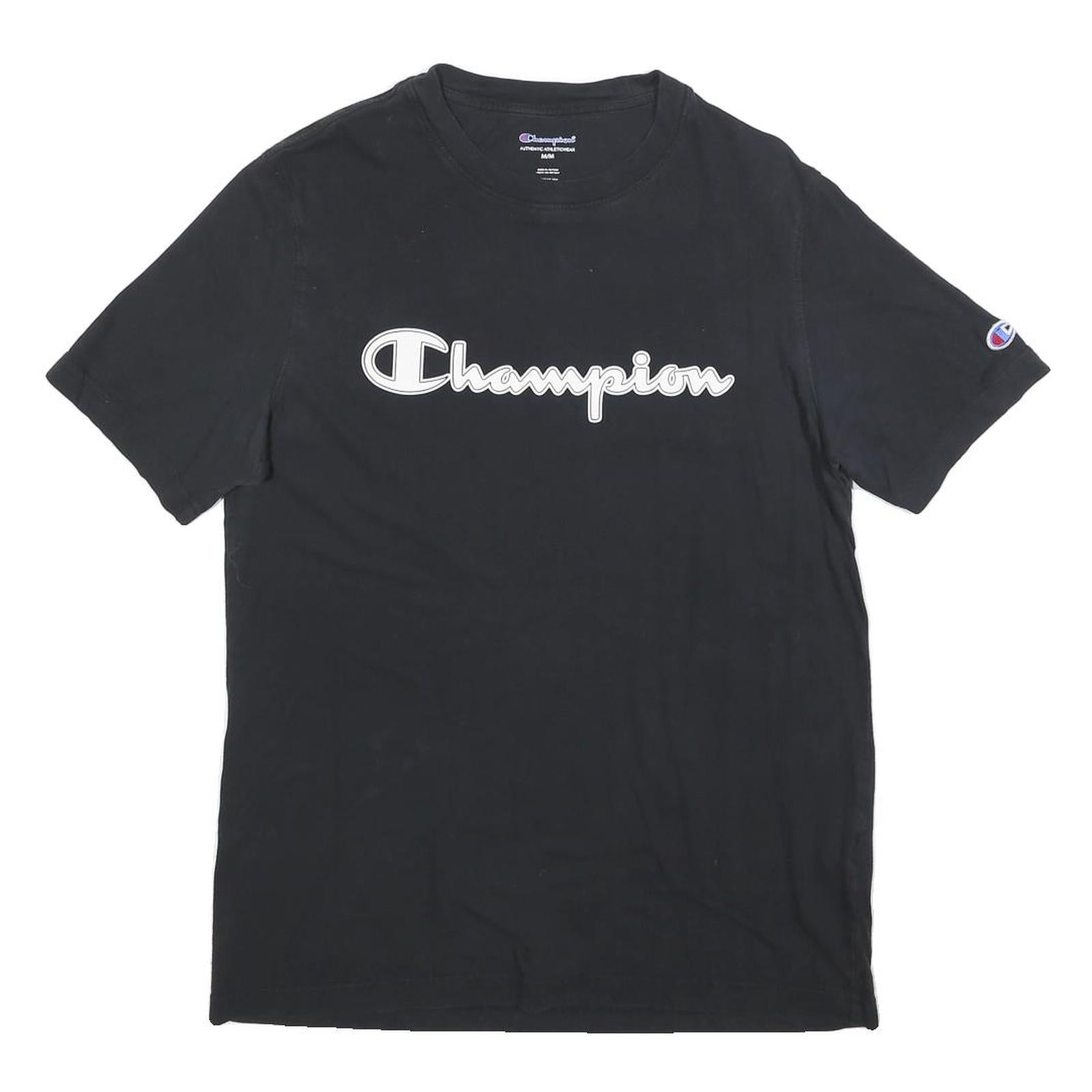 CHAMPION Mens Black Graphic T-Shirt M Short Sleeve Crew Neck Logo Print Refurbished - N/A refurbished available on Cerqular