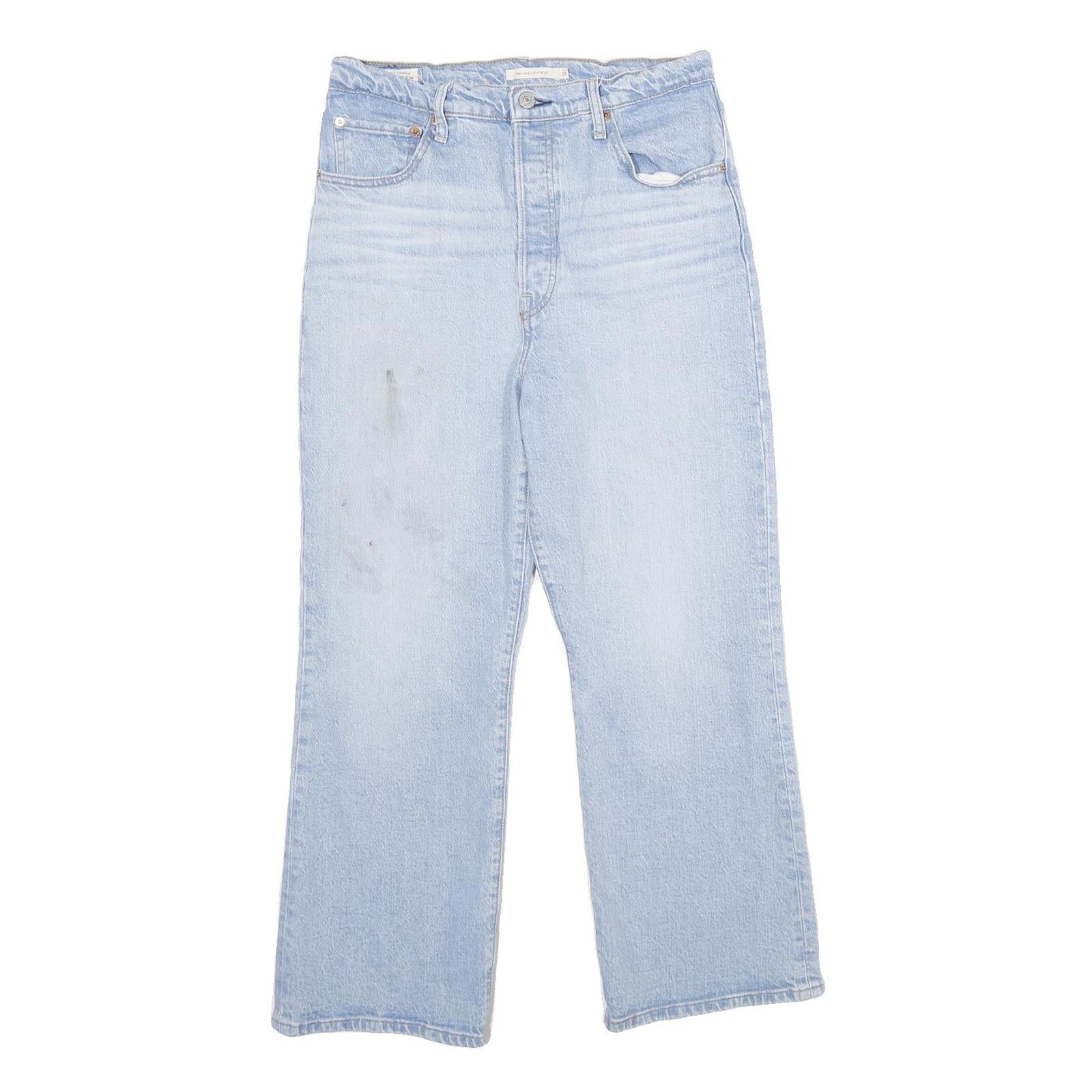 LEVI'S Ribcage Crop Bootcut Big E Womens Jeans Blue Cotton Blend Button Regular Refurbished - N/A refurbished available on Cerqular