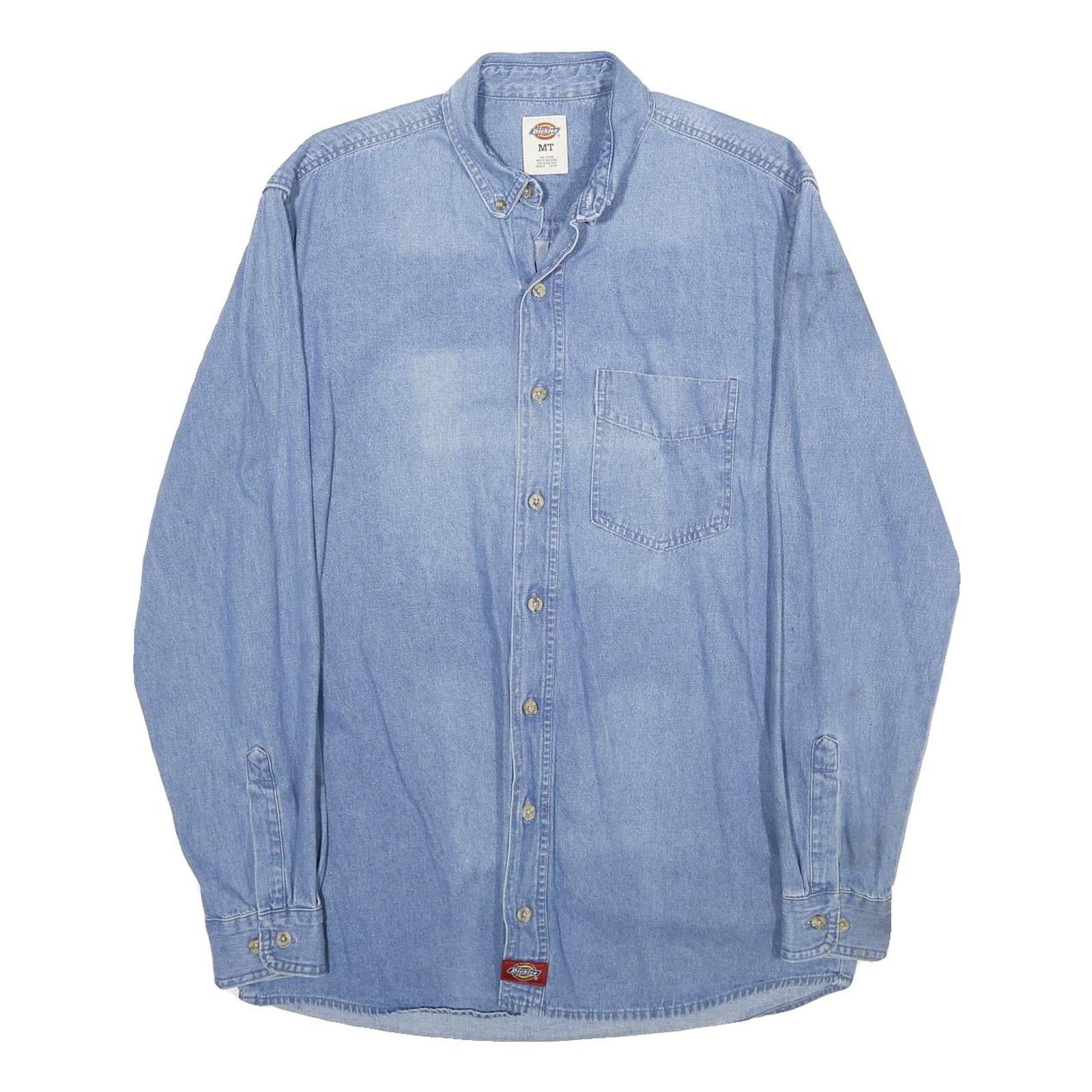 DICKIES Mens Blue Denim Shirt M Cotton Button Collar Casual Refurbished - N/A refurbished available on Cerqular
