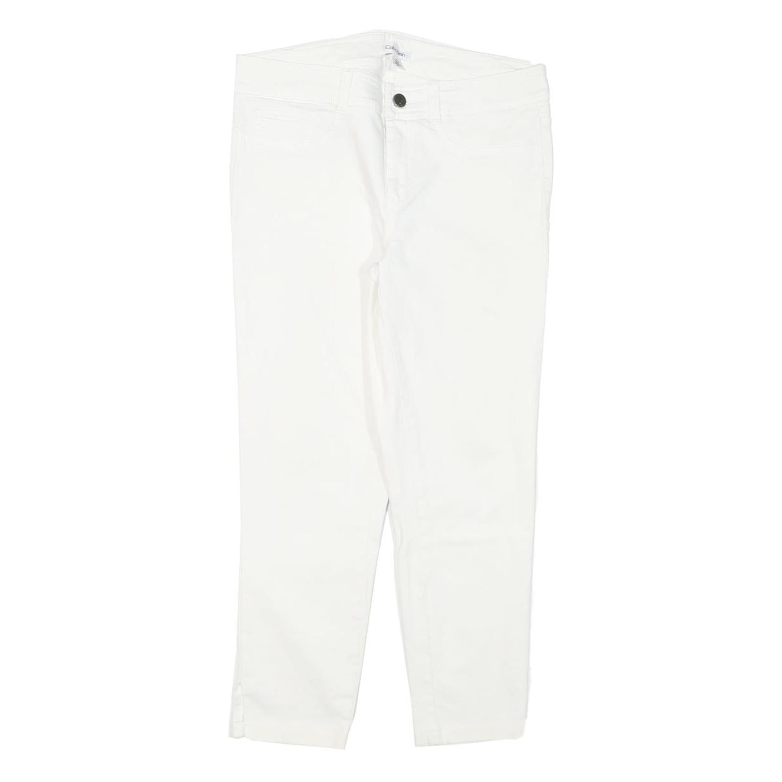 CALVIN KLEIN Womens Cotton Blend White Slim Slim Leg Trousers W30 L24 Refurbished - N/A refurbished available on Cerqular