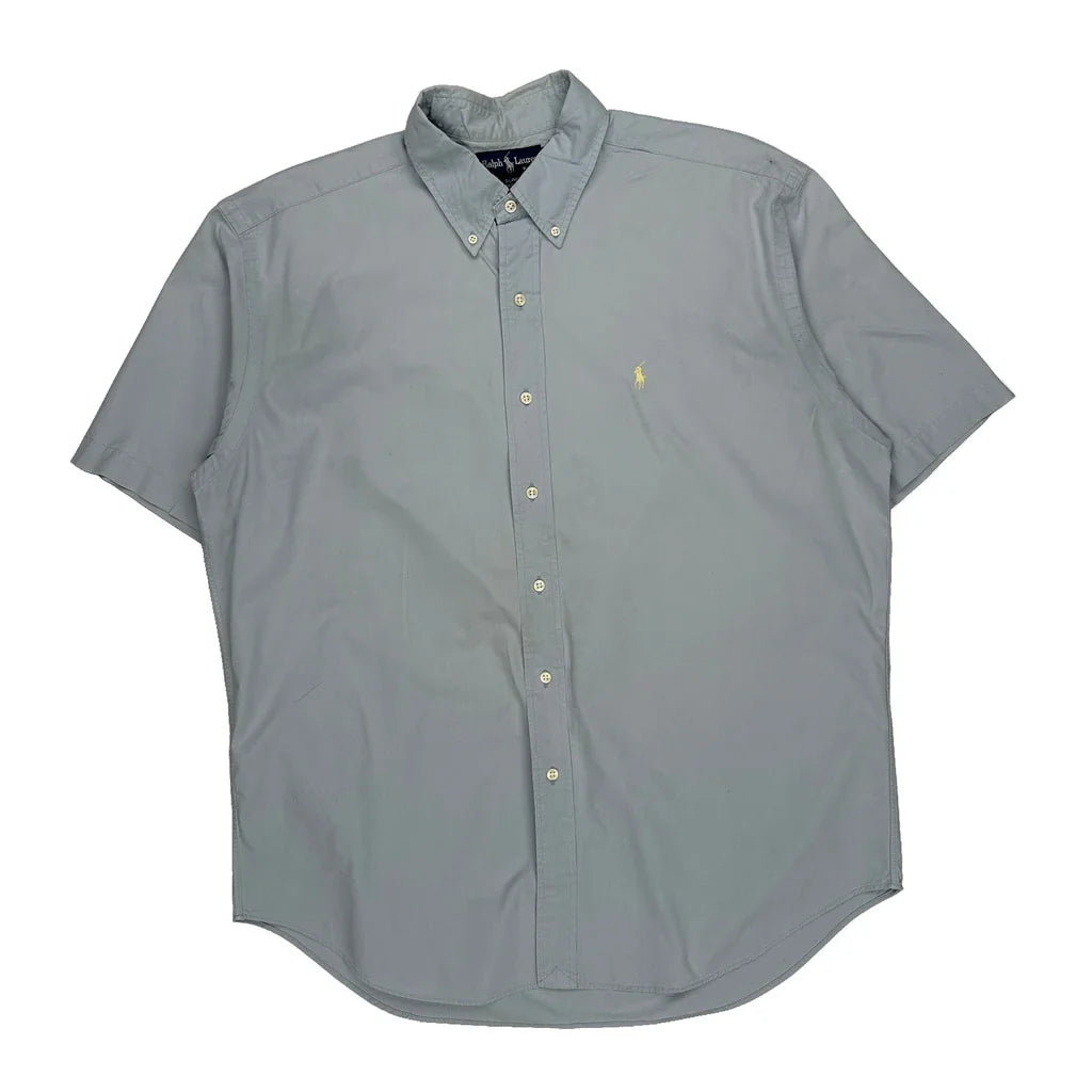 Ralph Lauren Short Sleeve Shirt - Large Blue Cotton Refurbished - Thrifted (note: this is a term often used to describe second- refurbished available on Cerqular