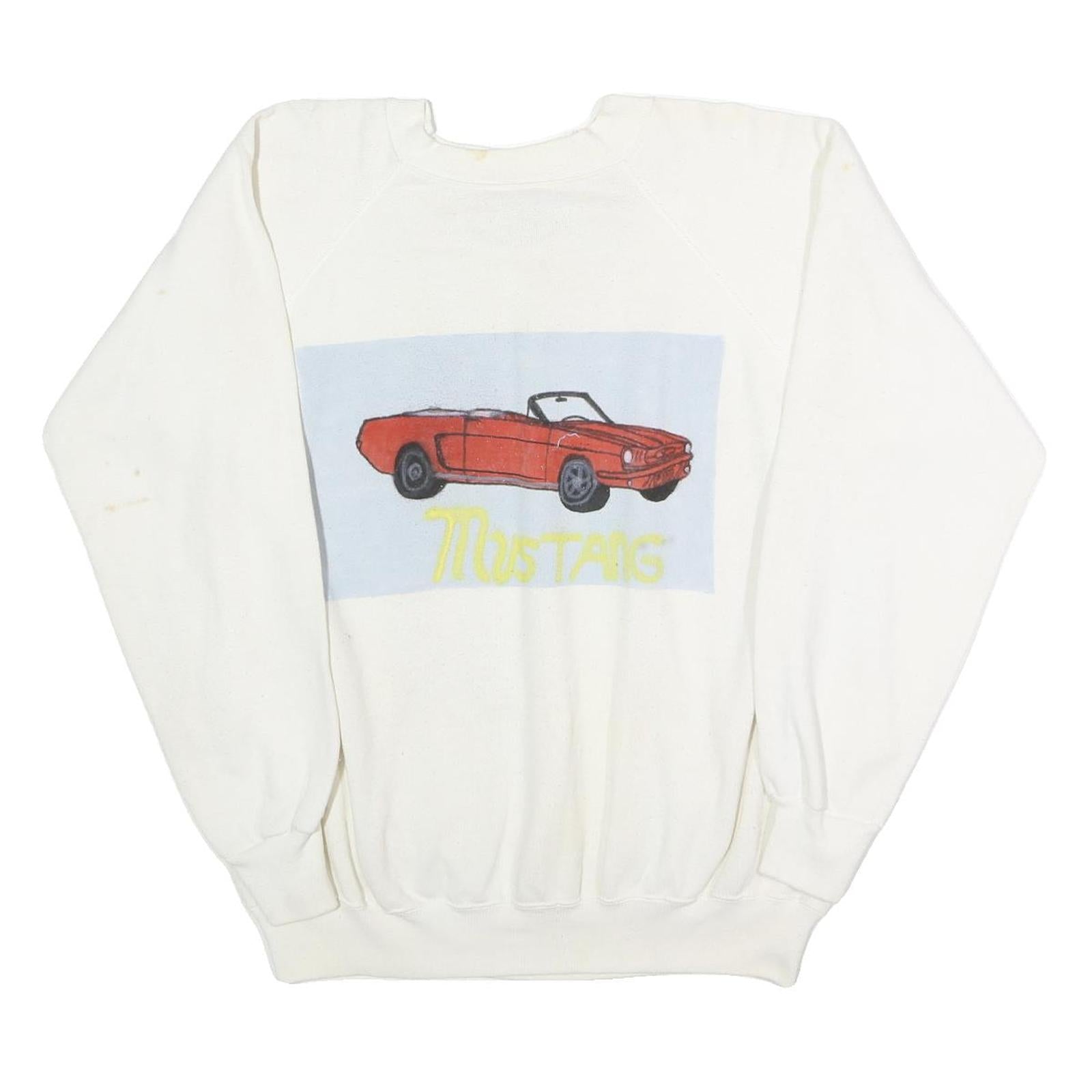 HANES Womens White Mustang Car Graphic Crew Neck XL Cotton Blend Sweatshirt Refurbished - N/A refurbished available on Cerqular