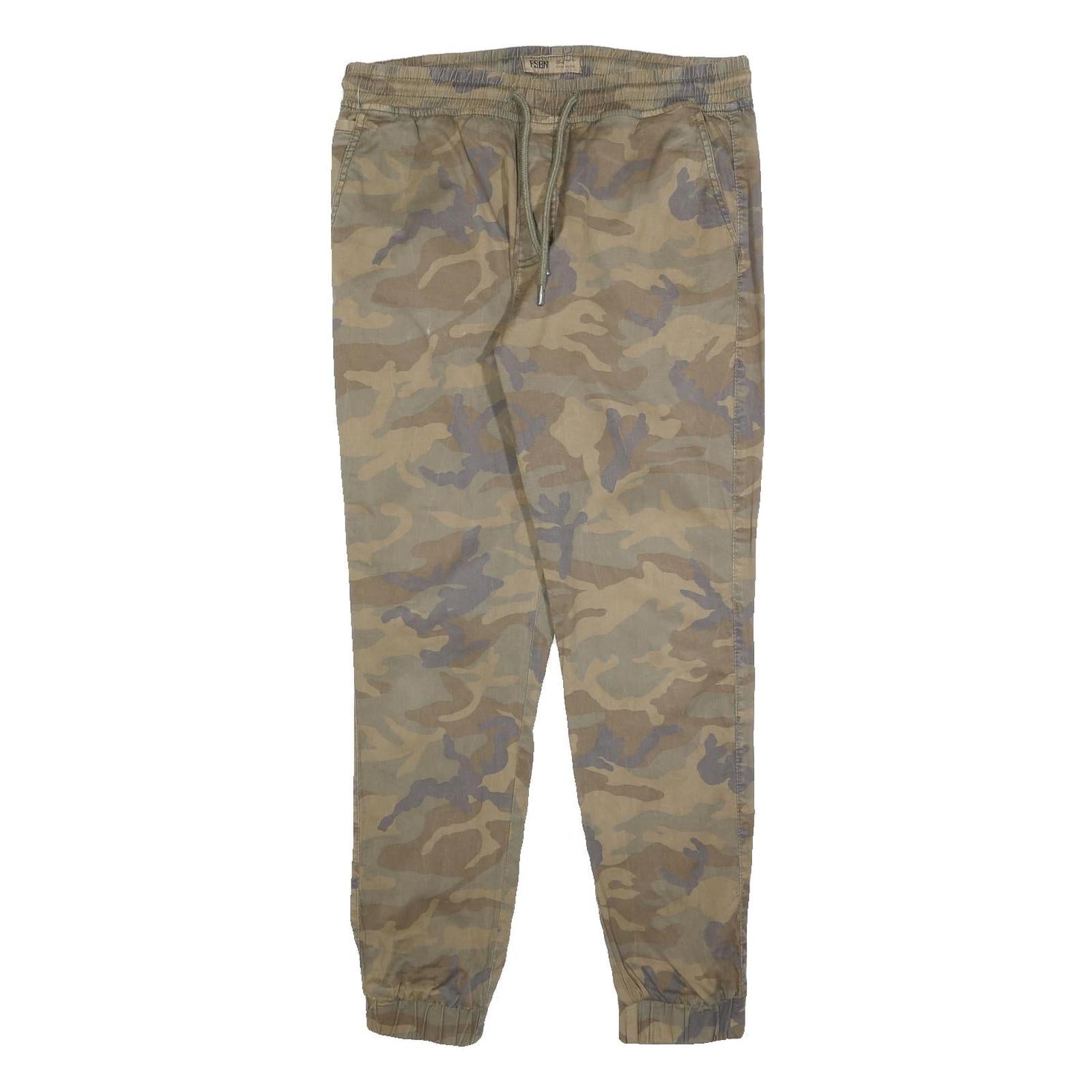 FSBN Mens Cotton Blend Slim Camouflage Trousers W32 L30 Drawstring Casual Refurbished - N/A refurbished available on Cerqular