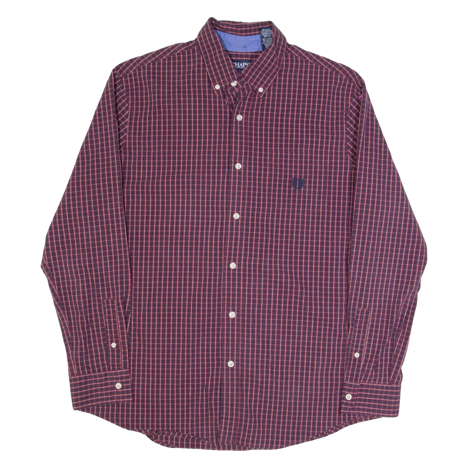 CHAPS Mens Shirt Red Check Long Sleeve L Refurbished - N/A refurbished available on Cerqular