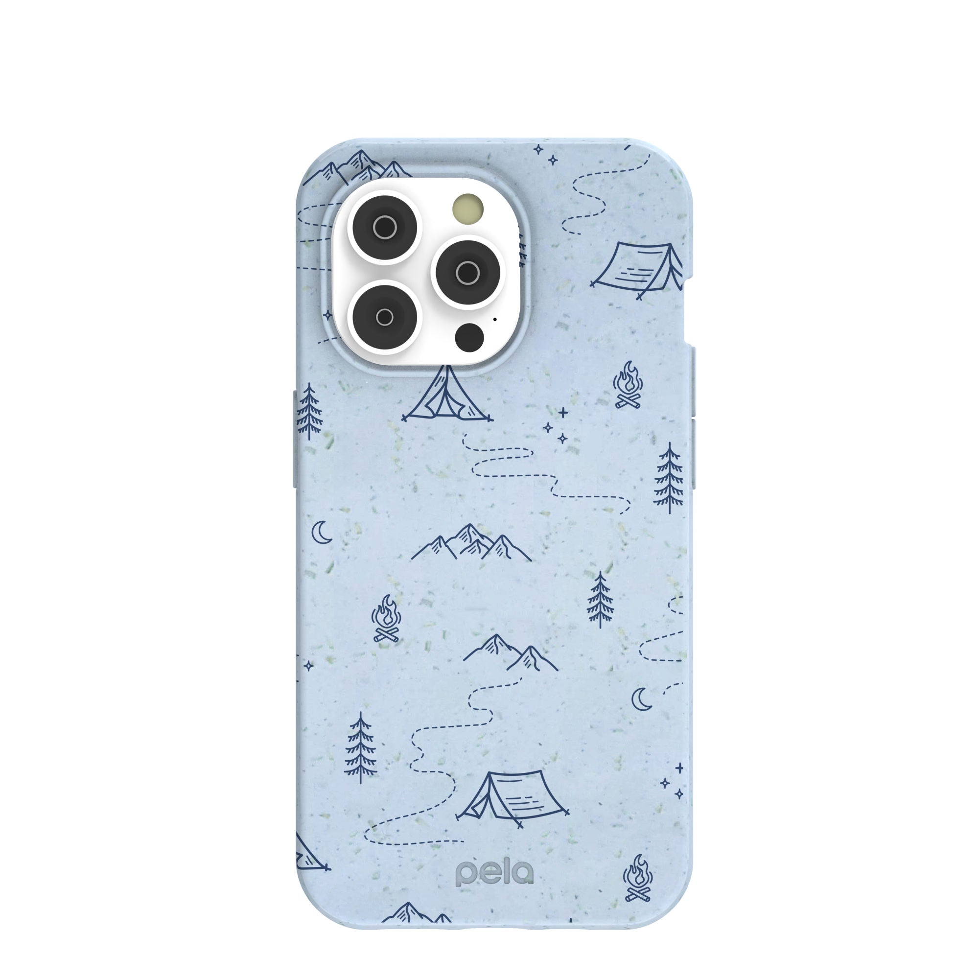 Powder Blue Camp Nights iPhone 14 Pro Case Refurbished - Pela Case refurbished available on Cerqular