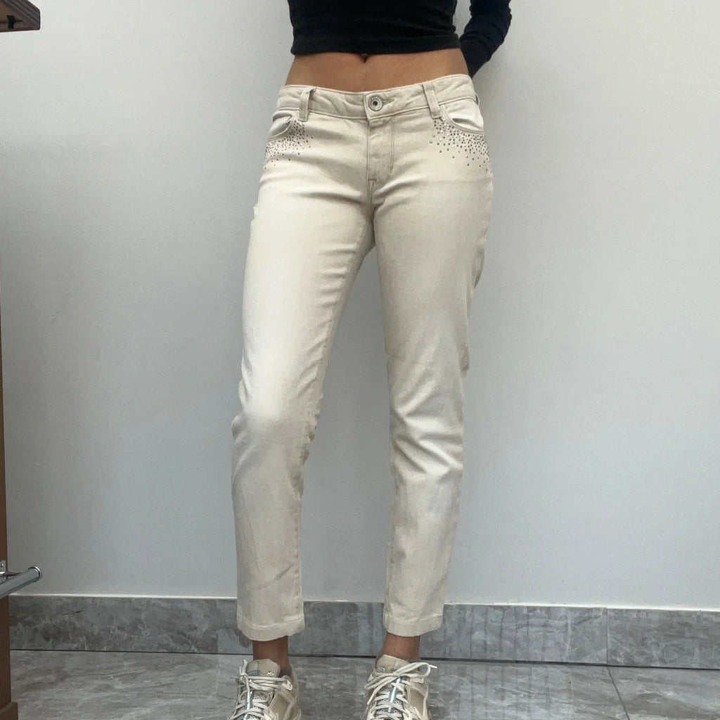 Guess Skinny Jeans - 32W UK 10 Beige Cotton Refurbished - Thrifted (note: this is a term often used to describe second- refurbished available on Cerqular