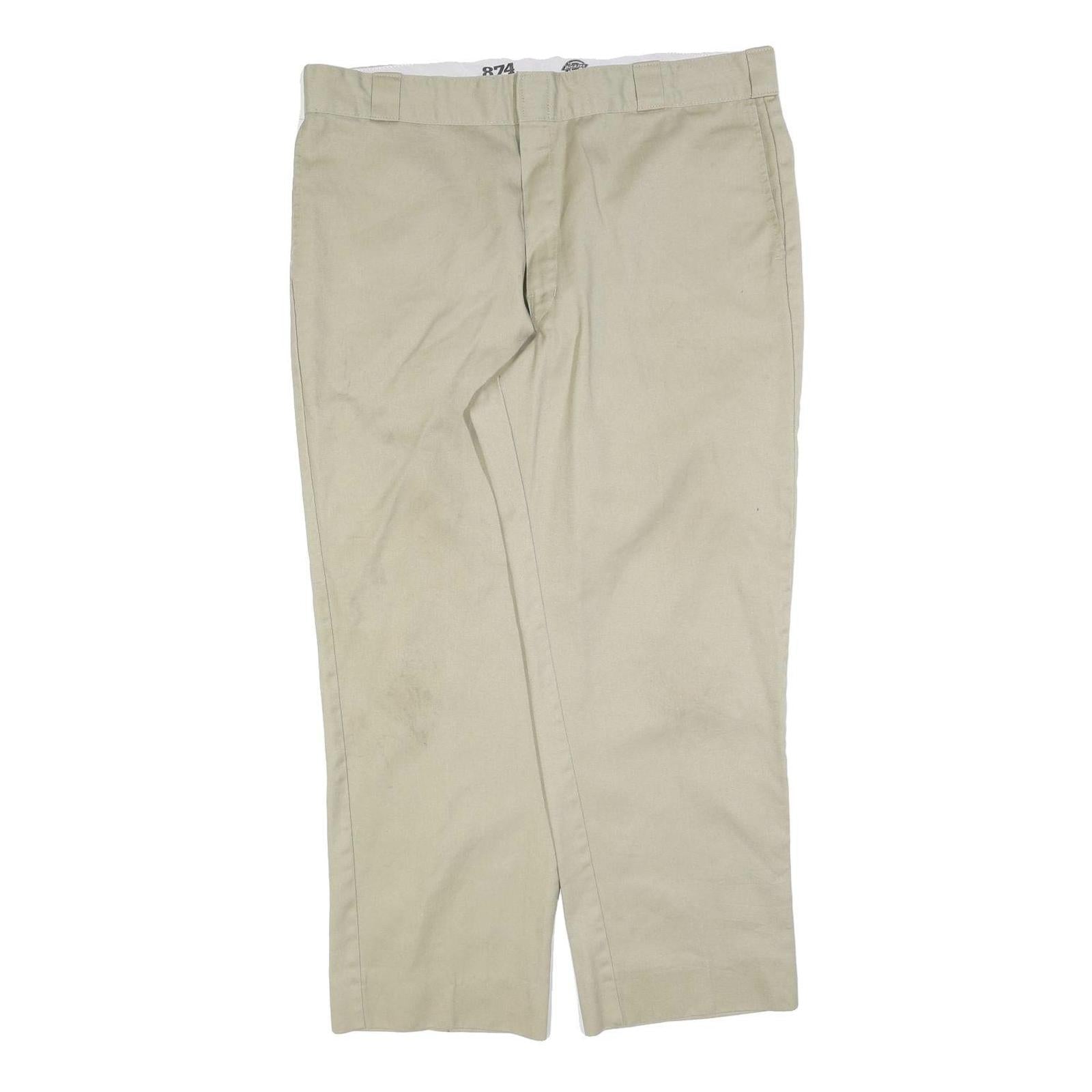 DICKIES Mens Relaxed Beige Cotton Blend Trousers W40 L28 Workwear Zip Closure Refurbished - N/A refurbished available on Cerqular