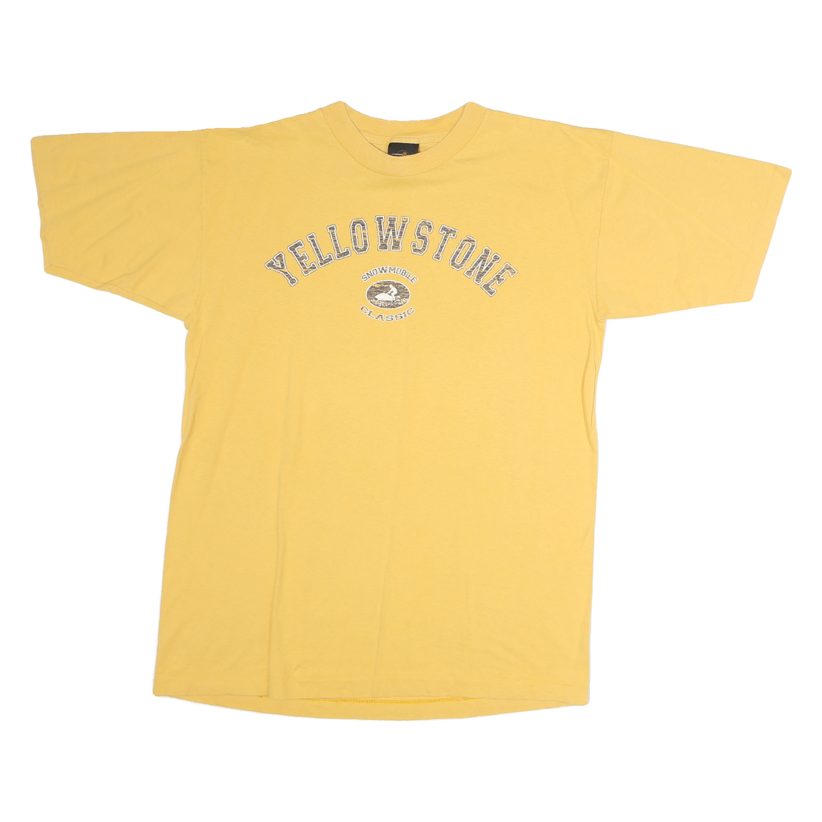 PRARIE MOUNTAIN Mens Yellow Graphic T-Shirt L Short Sleeve Crew Neck Snowmobile Refurbished - N/A refurbished available on Cerqular