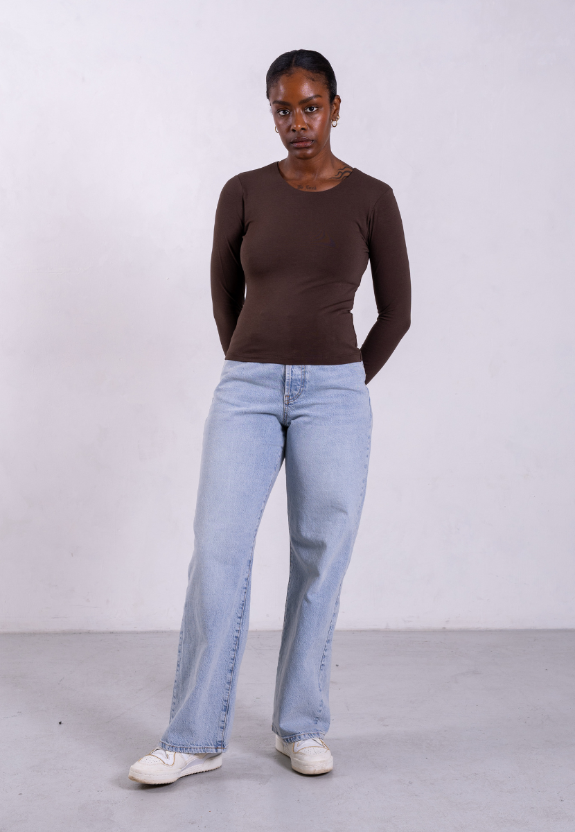 Organic Cotton Crew Long Sleeve T-Shirt, Hot Fudge | Size: XXL Refurbished - N/A (Note: It's possible that "Pantee" refurbished available on Cerqular