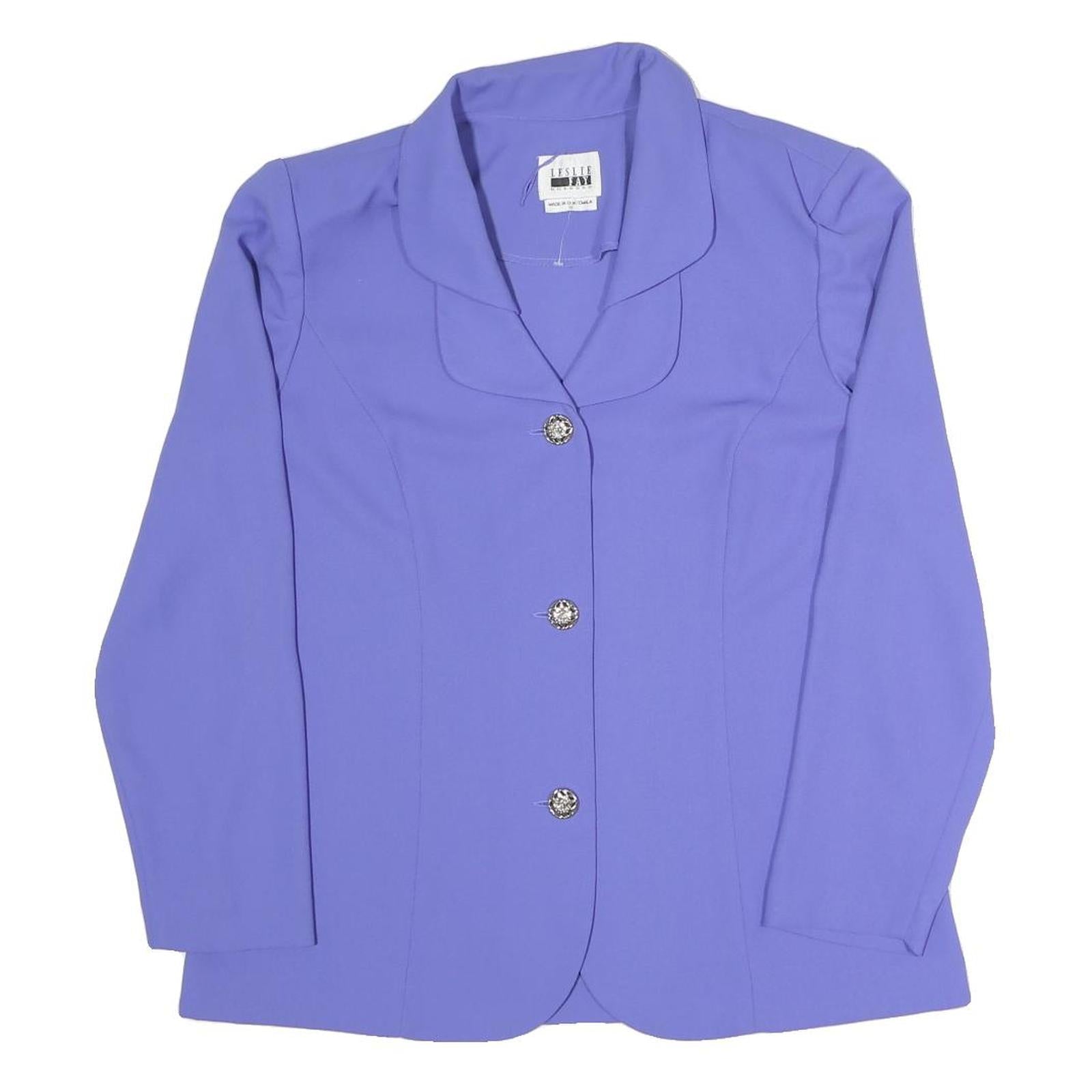 LESLIE FAY Womens Blue Purple Jacket Blazer UK 12 Polyester Blend Button Casual Refurbished - N/A refurbished available on Cerqular