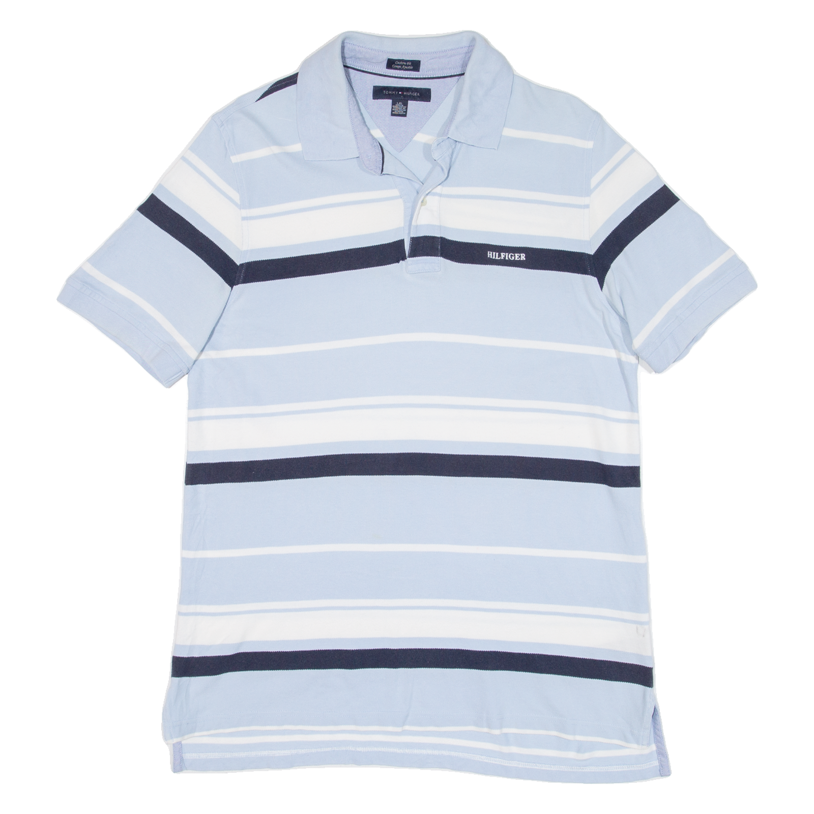 TOMMY HILFIGER Custom Fit Mens Polo Shirt Blue Striped L Refurbished - N/A refurbished available on Cerqular