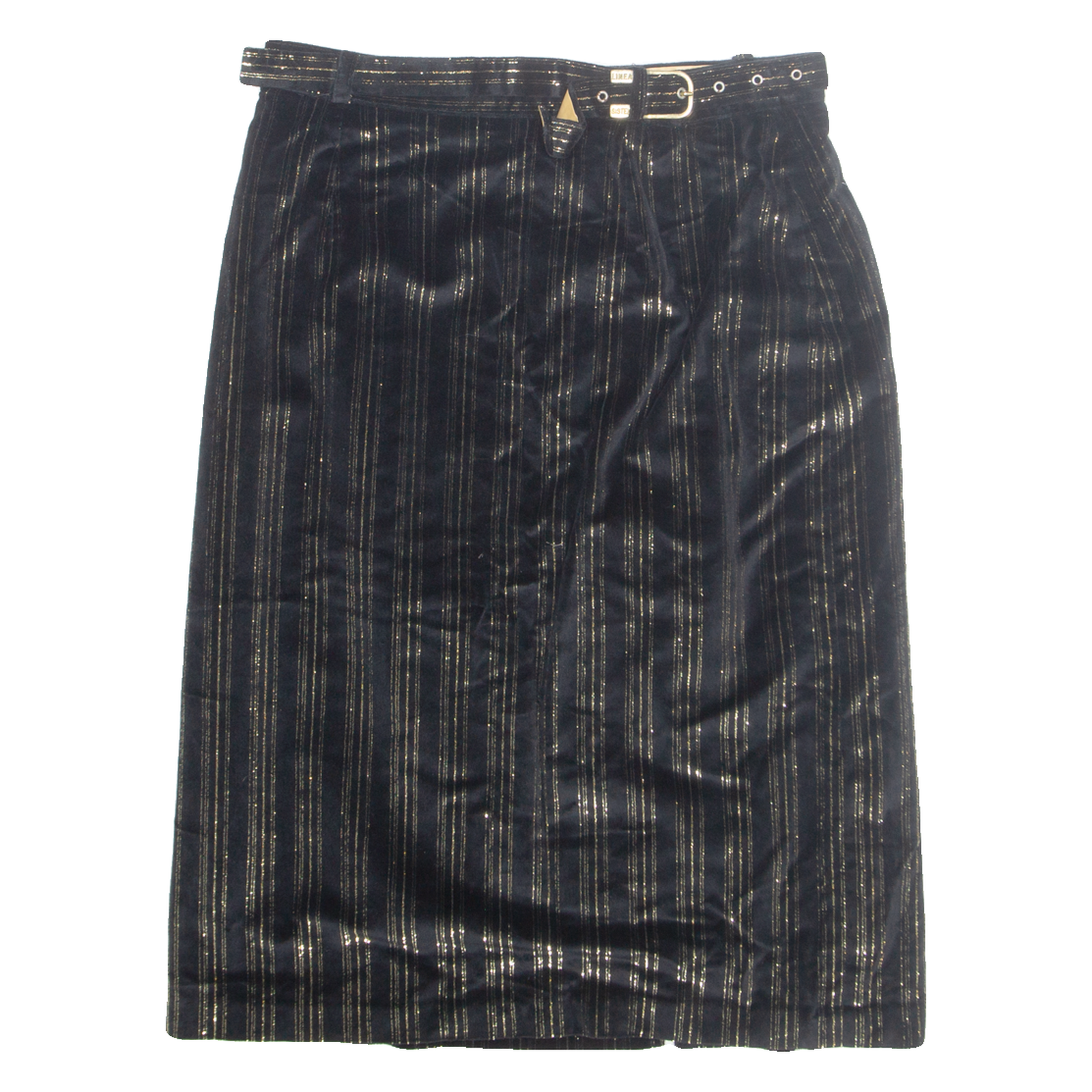 Belted Womens Straight Skirt Black Midi Striped M Refurbished - N/A refurbished available on Cerqular