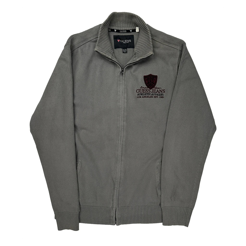 Guess Zip Up - XL Grey Cotton Refurbished - Thrifted (note: this is a term often used to describe second- refurbished available on Cerqular