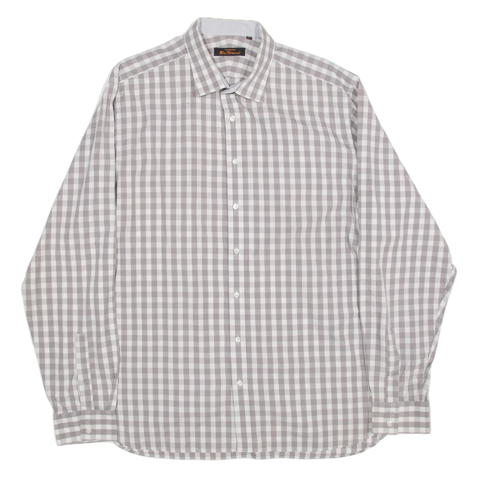 BEN SHERMAN Mens Shirt Grey Gingham Long Sleeve M Refurbished - N/A refurbished available on Cerqular
