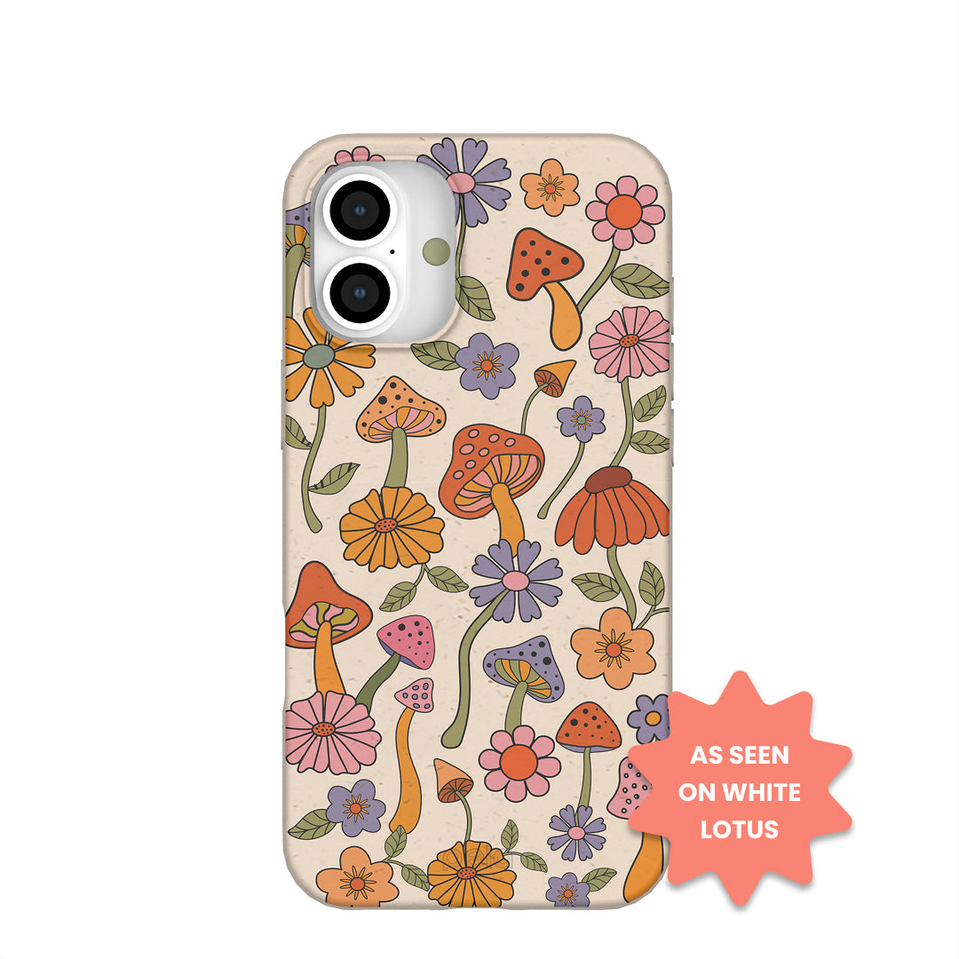 Seashell Shrooms and Blooms iPhone 16 Plus Case Refurbished - Pela Case refurbished available on Cerqular
