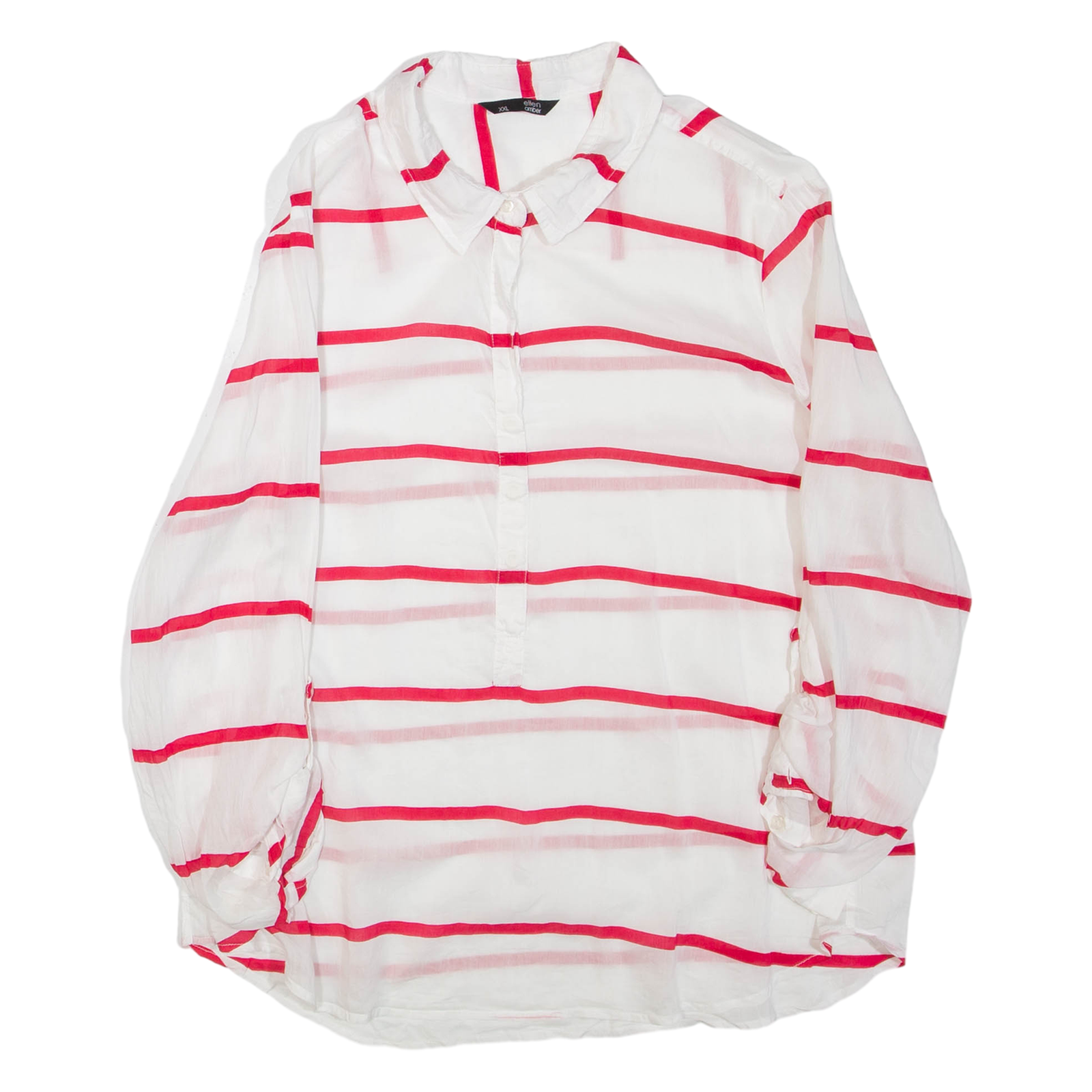 ELLEN AMBER Womens Printed Shirt White Collared Long Sleeve Striped 2XL Refurbished - N/A refurbished available on Cerqular