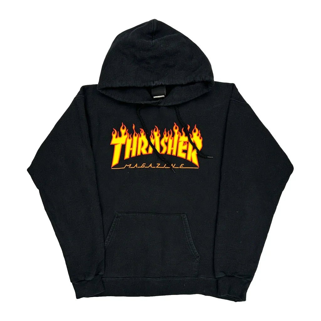 Buy Flame Logo Thrasher Graphic Hoodie - Small Black Cotton Refurbished - $73.69 Flame Logo Thrasher Graphic Hoodie - Small Black Cotton Refurbished - Thrifted (note: this is a term often used to describe second- refurbished available on Cerqular