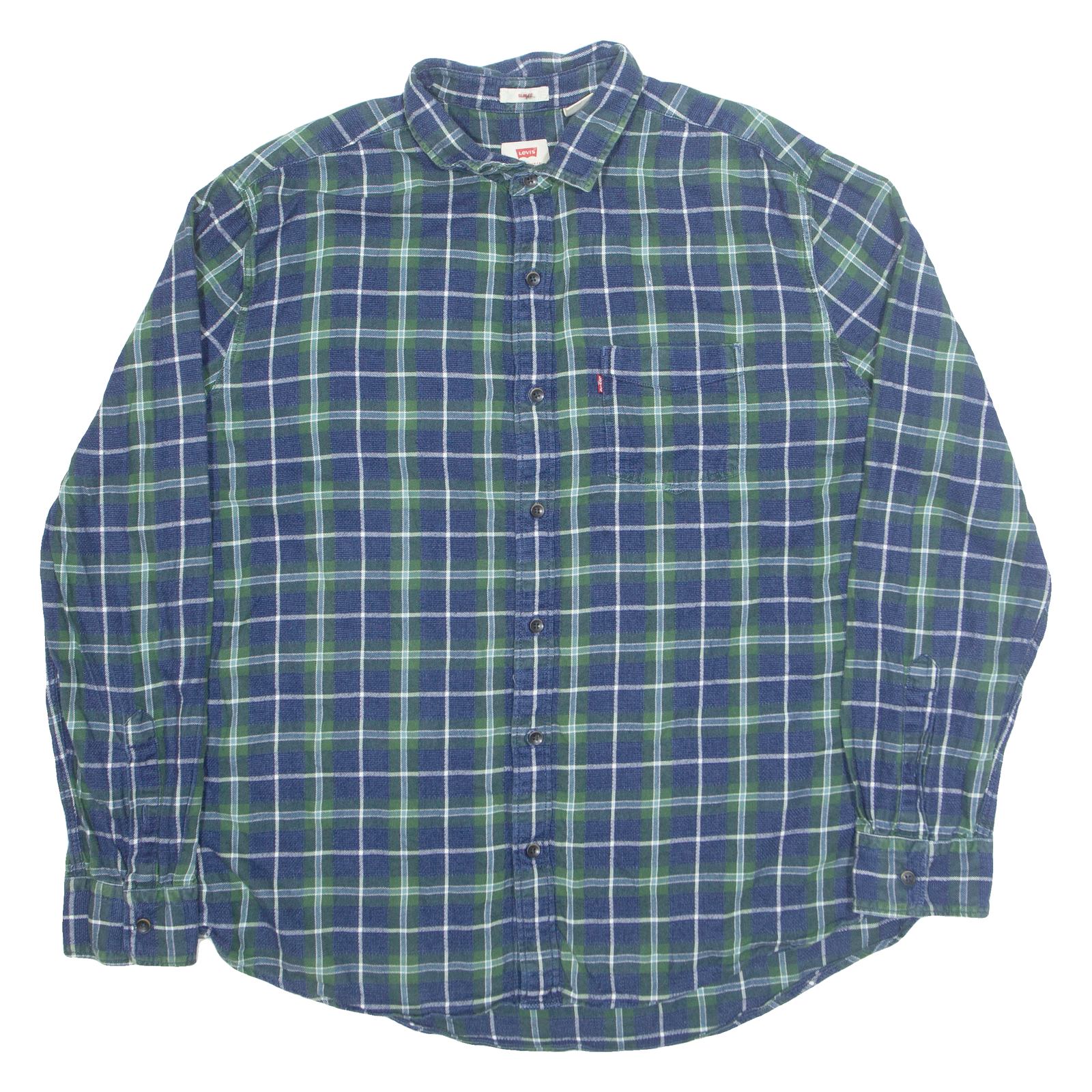 LEVI'S Slim Fit Denim Look Mens Shirt Blue Check Long Sleeve 2XL Refurbished - N/A refurbished available on Cerqular