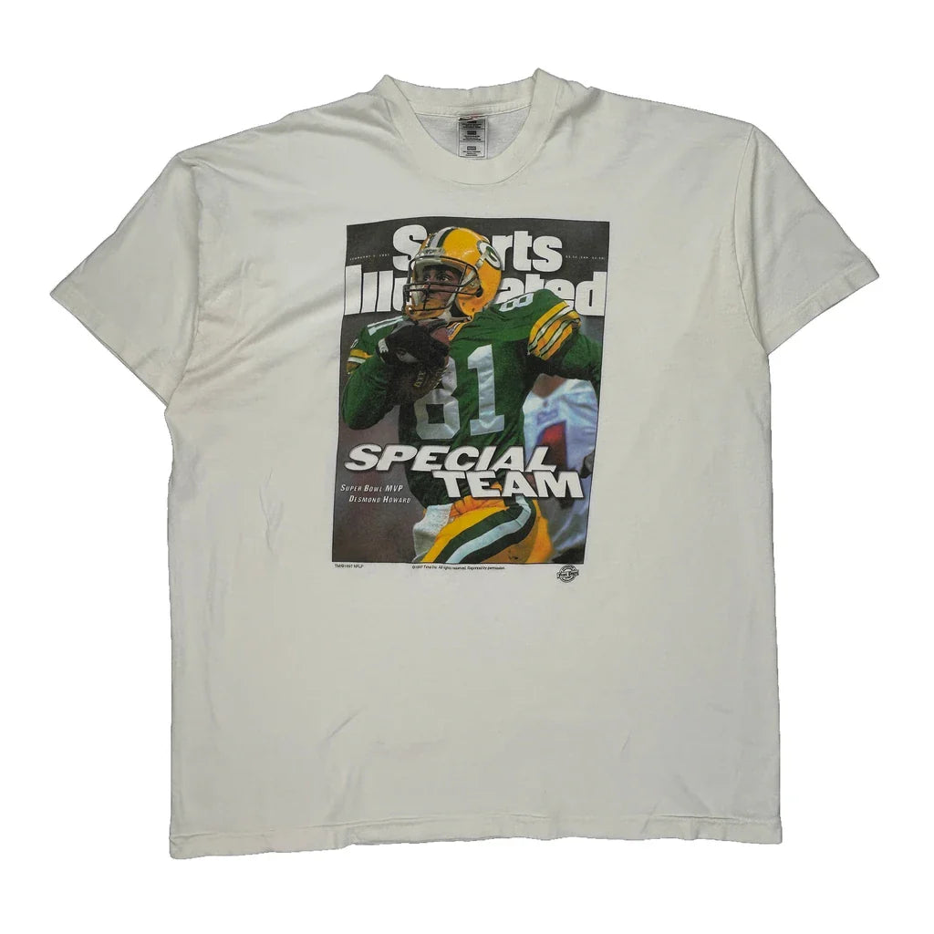 Green Bay Packers Fruit Of The Loom Single Stitch T-Shirt - 3XL White Cotton Refurbished - Thrifted (note: this is a term often used to describe second- refurbished available on Cerqular