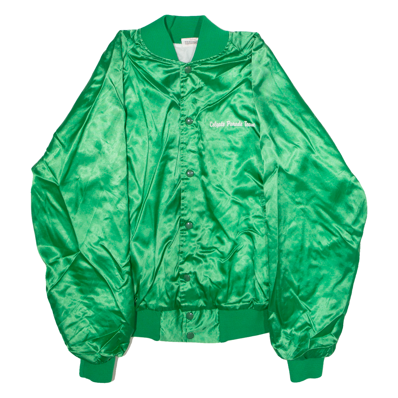 Buy SATINS Colgate Parade Team Mens Bomber Jacket Green Satin Nylon 80s USA M Refurbished - $36.39 SATINS Colgate Parade Team Mens Bomber Jacket Green Satin Nylon 80s USA M Refurbished - N/A refurbished available on Cerqular