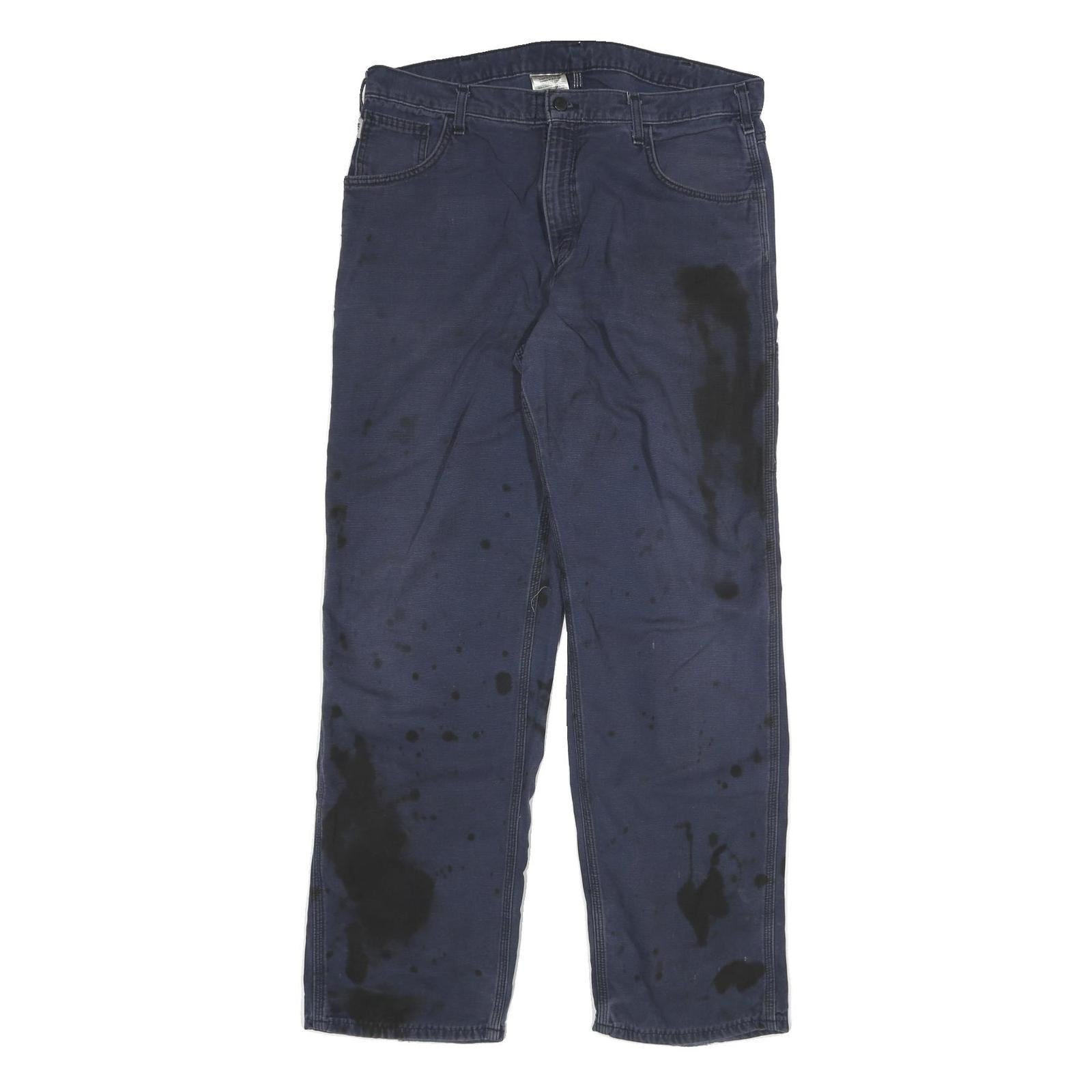 CARHARTT Mens Cotton Blend Blue Relaxed Straight Trousers W38 L34 Workwear Refurbished - N/A refurbished available on Cerqular