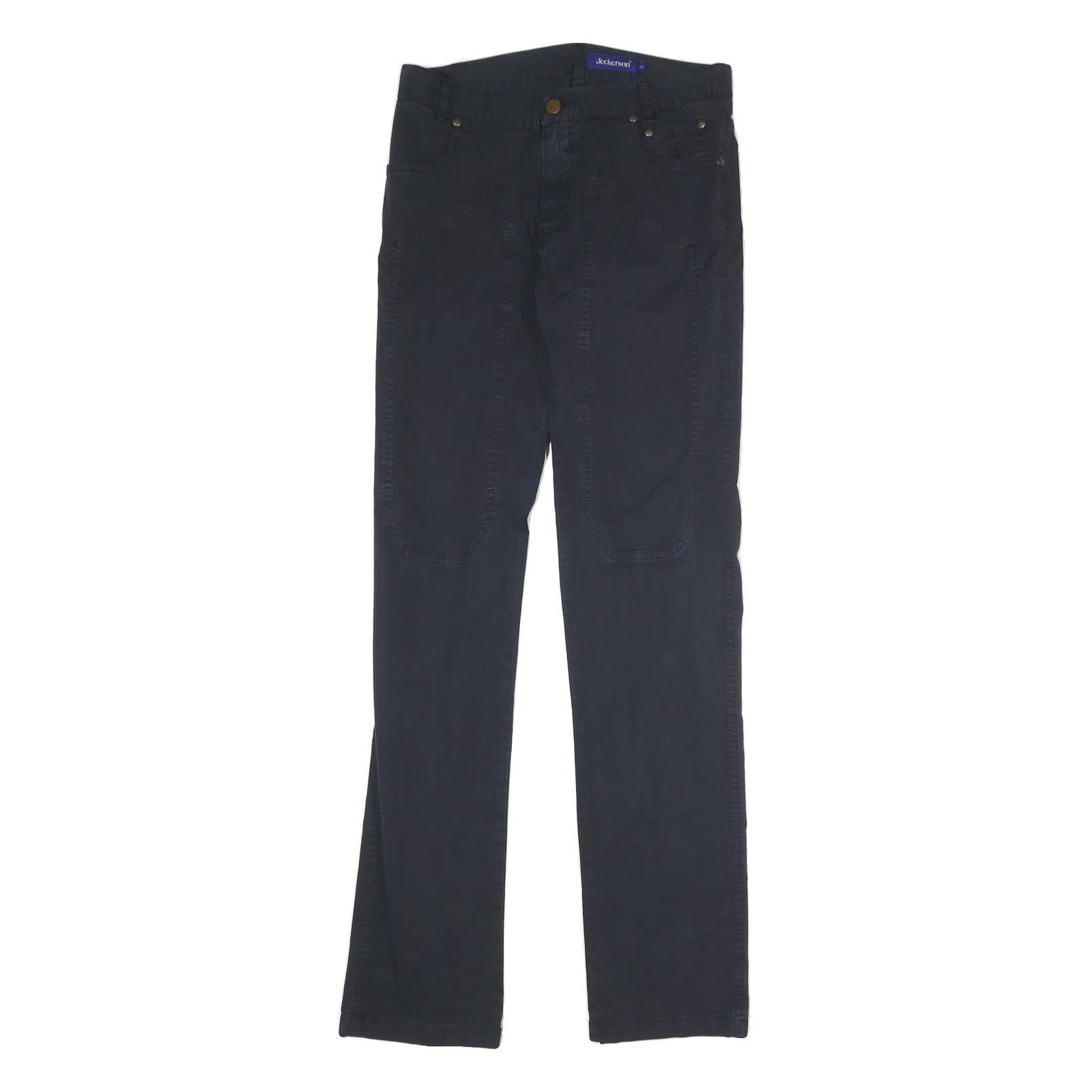 JECKERSON Mens Cotton Navy Regular Straight Trousers W28 L31 Casual Zip Refurbished - N/A refurbished available on Cerqular