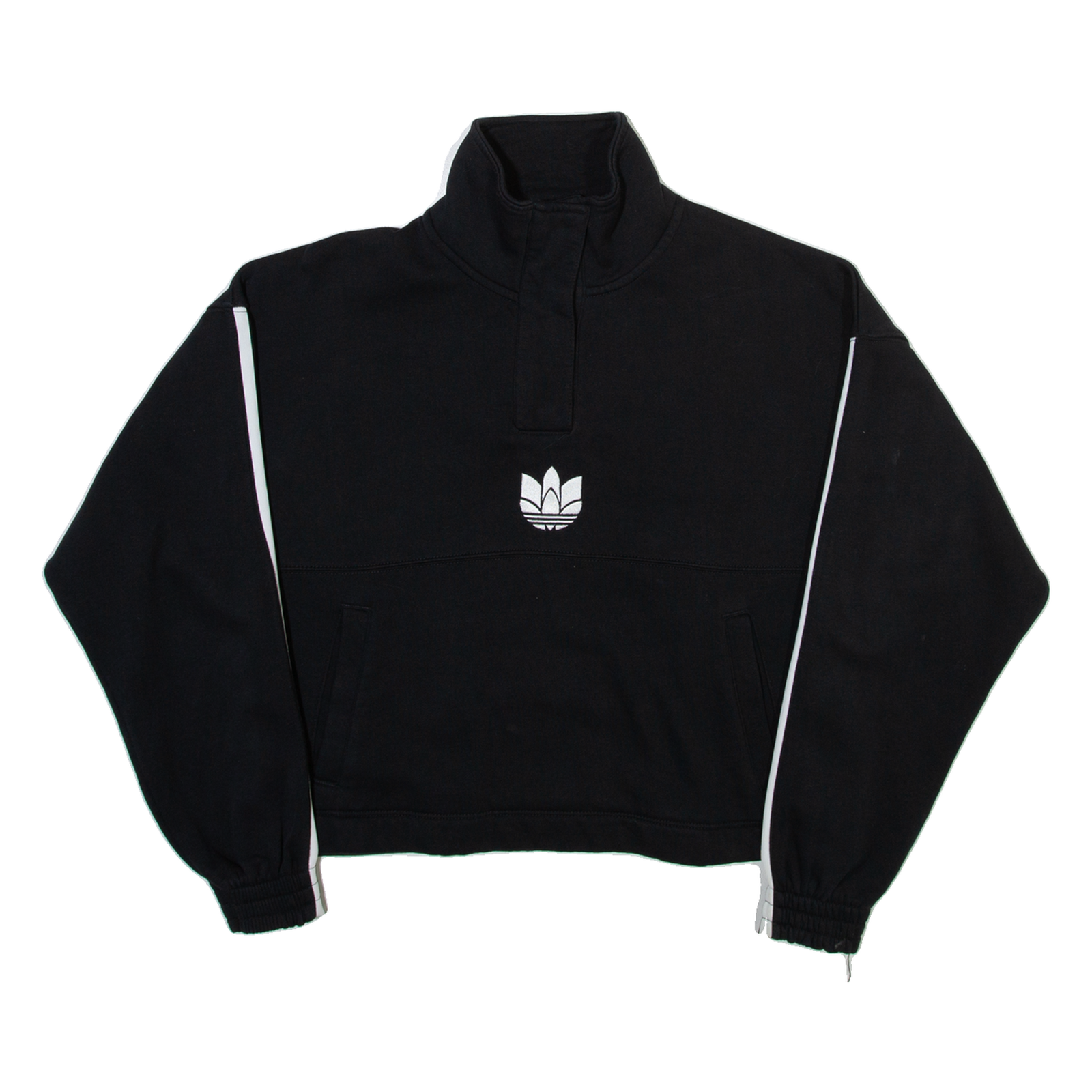 ADIDAS ORIGINALS Womens Sweatshirt Black Button Neck UK 8 Refurbished - N/A refurbished available on Cerqular