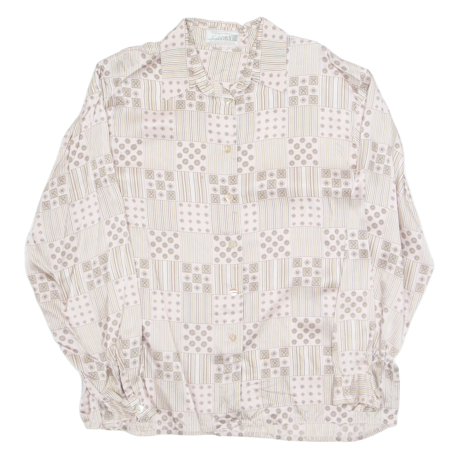Womens Printed Shirt Pink Collared Long Sleeve Silk Floral L Refurbished - N/A refurbished available on Cerqular