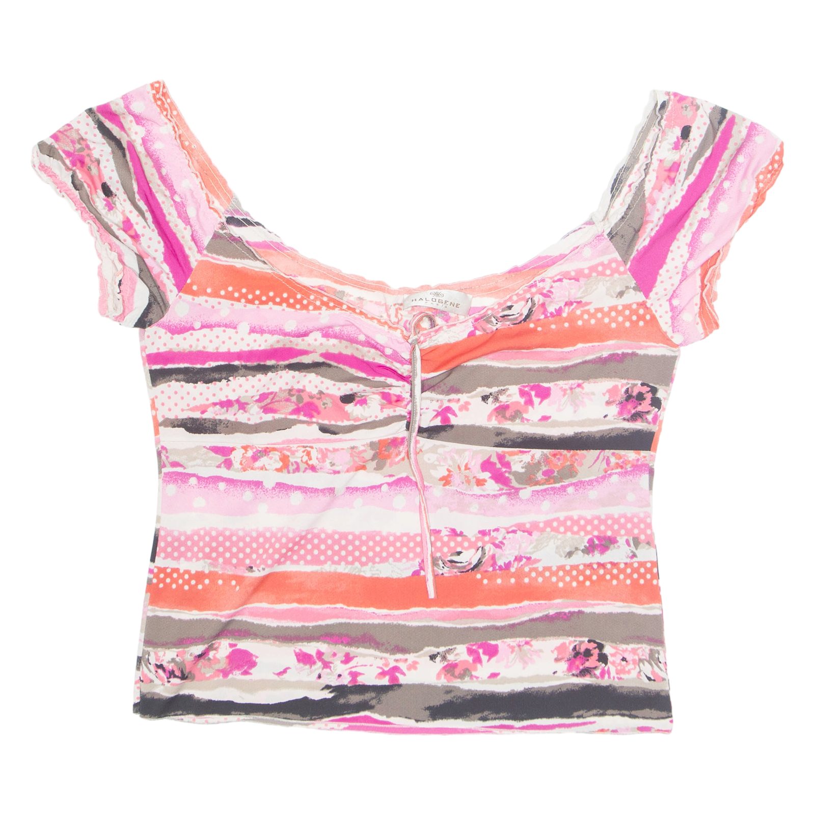 HALOGEN Womens Printed Top Pink Striped 2XL Refurbished - N/A refurbished available on Cerqular