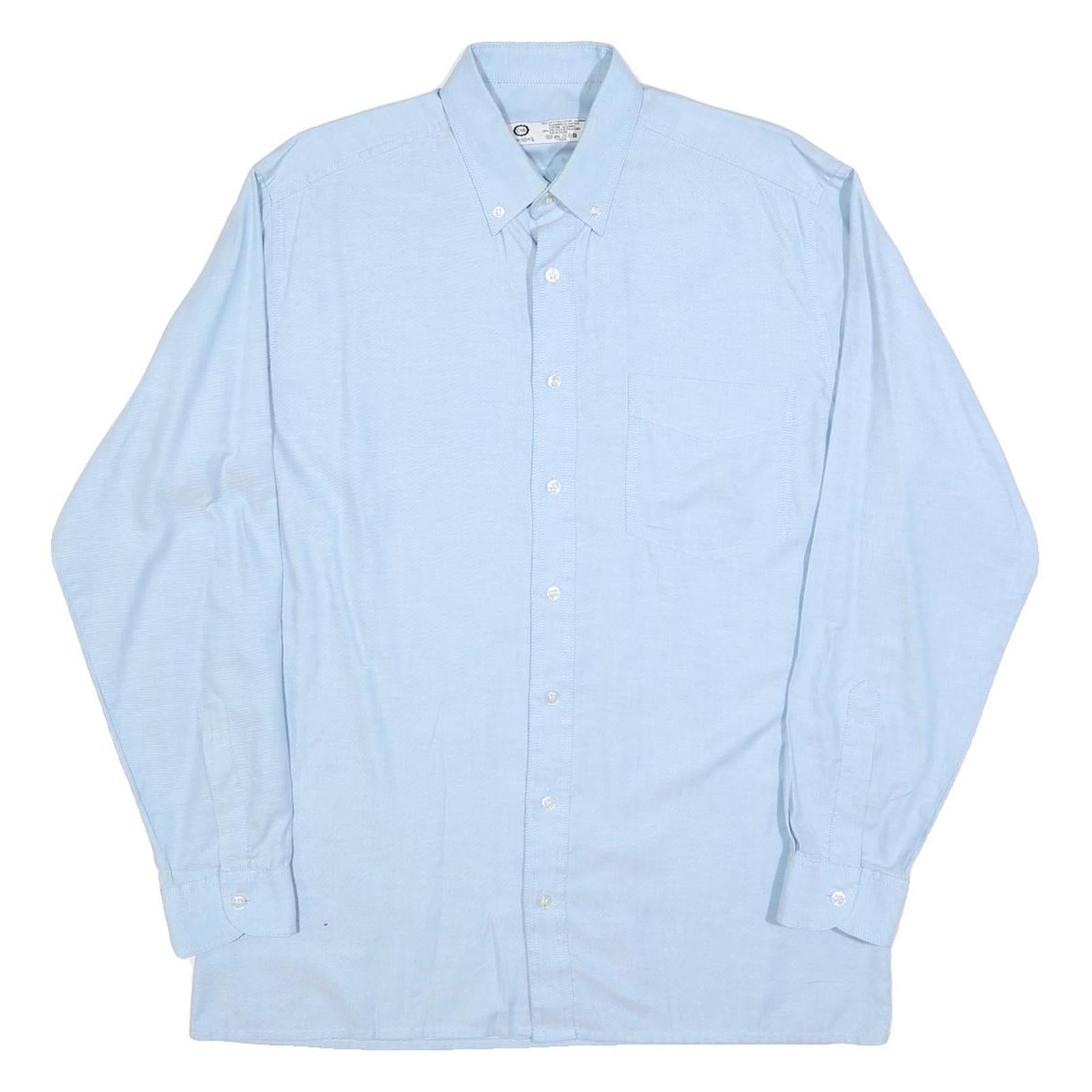 C&A Mens Blue Cotton Blend Shirt L Long Sleeve Button Collar Casual Refurbished - N/A refurbished available on Cerqular
