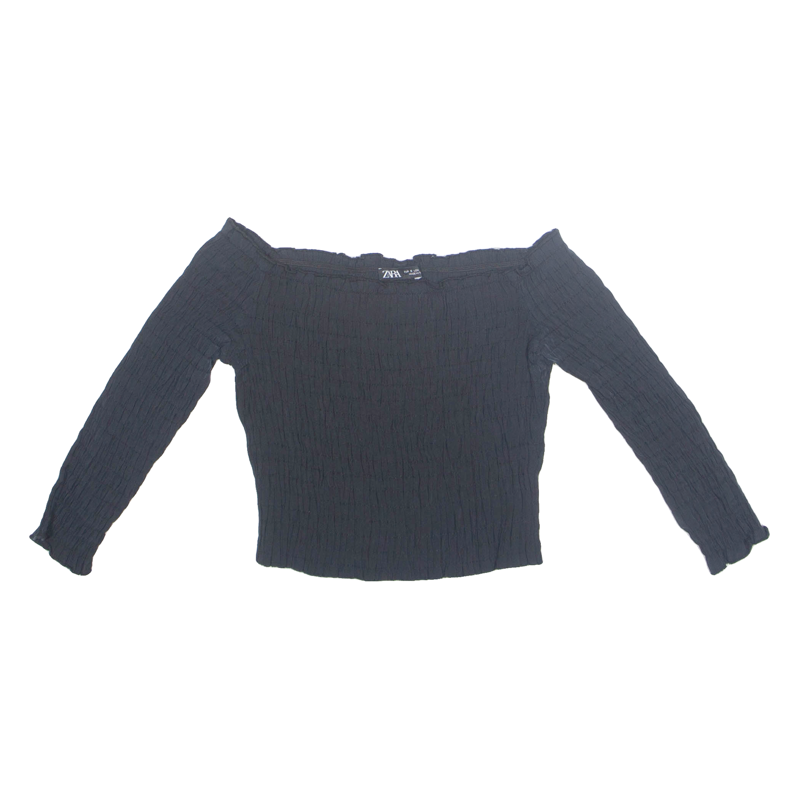 ZARA Womens Cropped Top Black Long Sleeve S Refurbished - N/A refurbished available on Cerqular