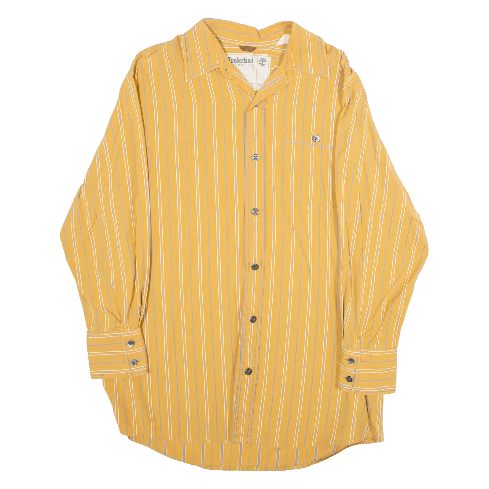 TIMBERLAND Relaxed Fit Mens Shirt Yellow Striped Long Sleeve M Refurbished - N/A refurbished available on Cerqular