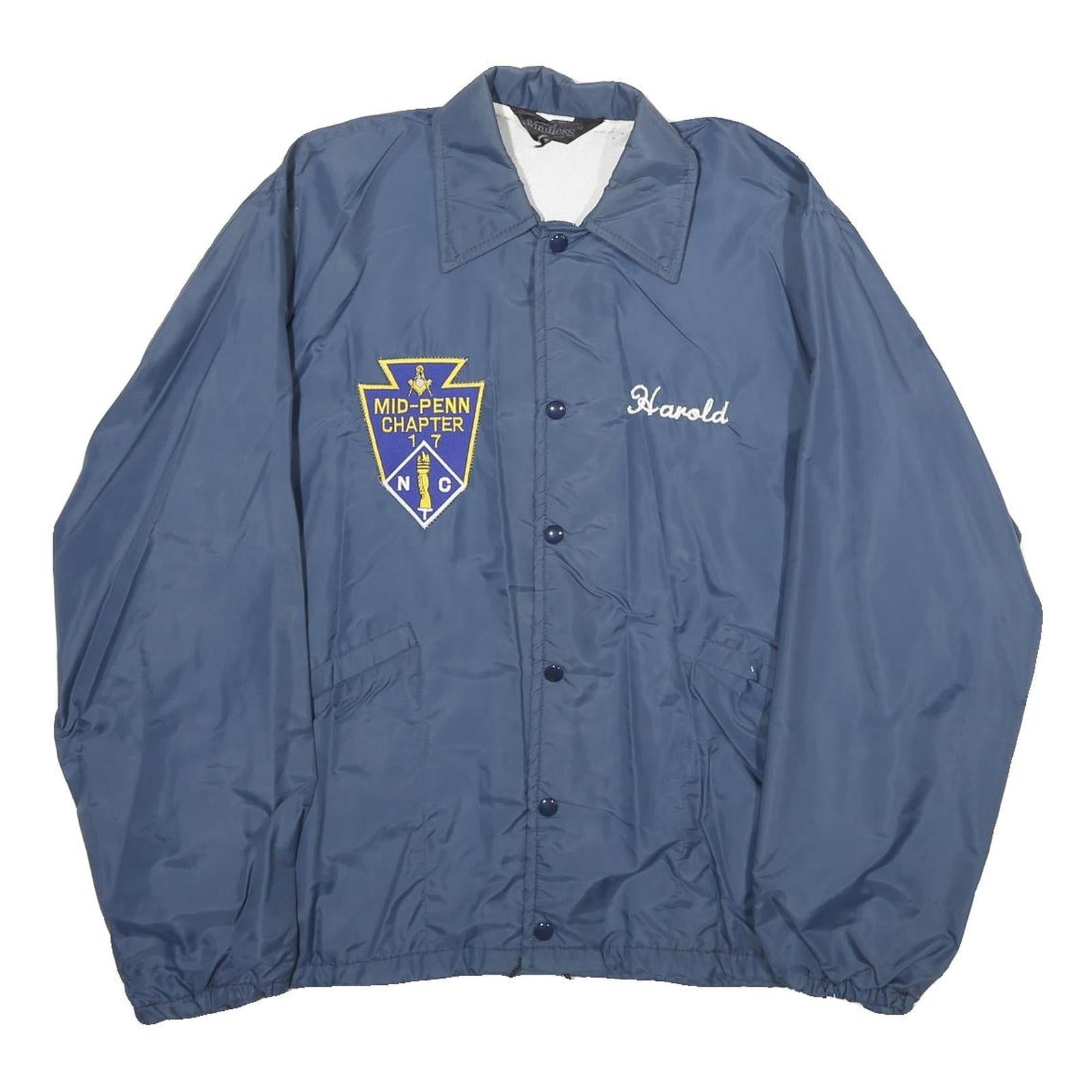 WIND-LESS Mens Blue Nylon Coach Jacket M Button Closure Lightweight Outdoor Refurbished - N/A refurbished available on Cerqular