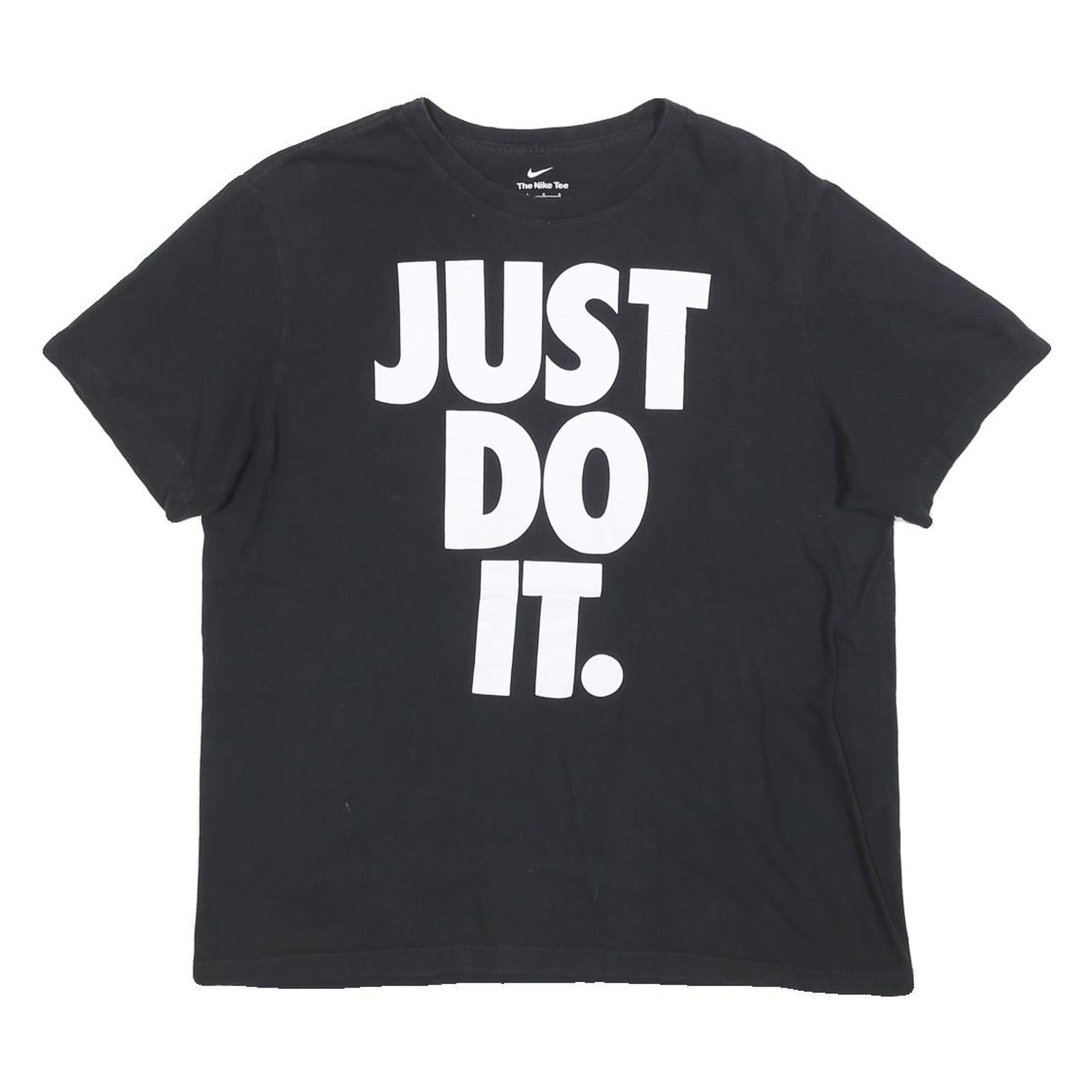 NIKE Mens Black Just Do It Graphic T-Shirt L Short Sleeve Crew Neck Cotton Blend Refurbished - N/A refurbished available on Cerqular